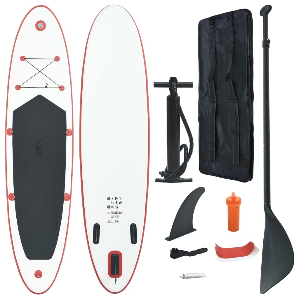 **CHARMMA Inflatable Stand Up Paddle Board Set - 12.8KG Lightweight SUP Surfboard for Adults & Kids - Red & White Design - Perfect for Lakes, Rivers & Ocean Surfing**