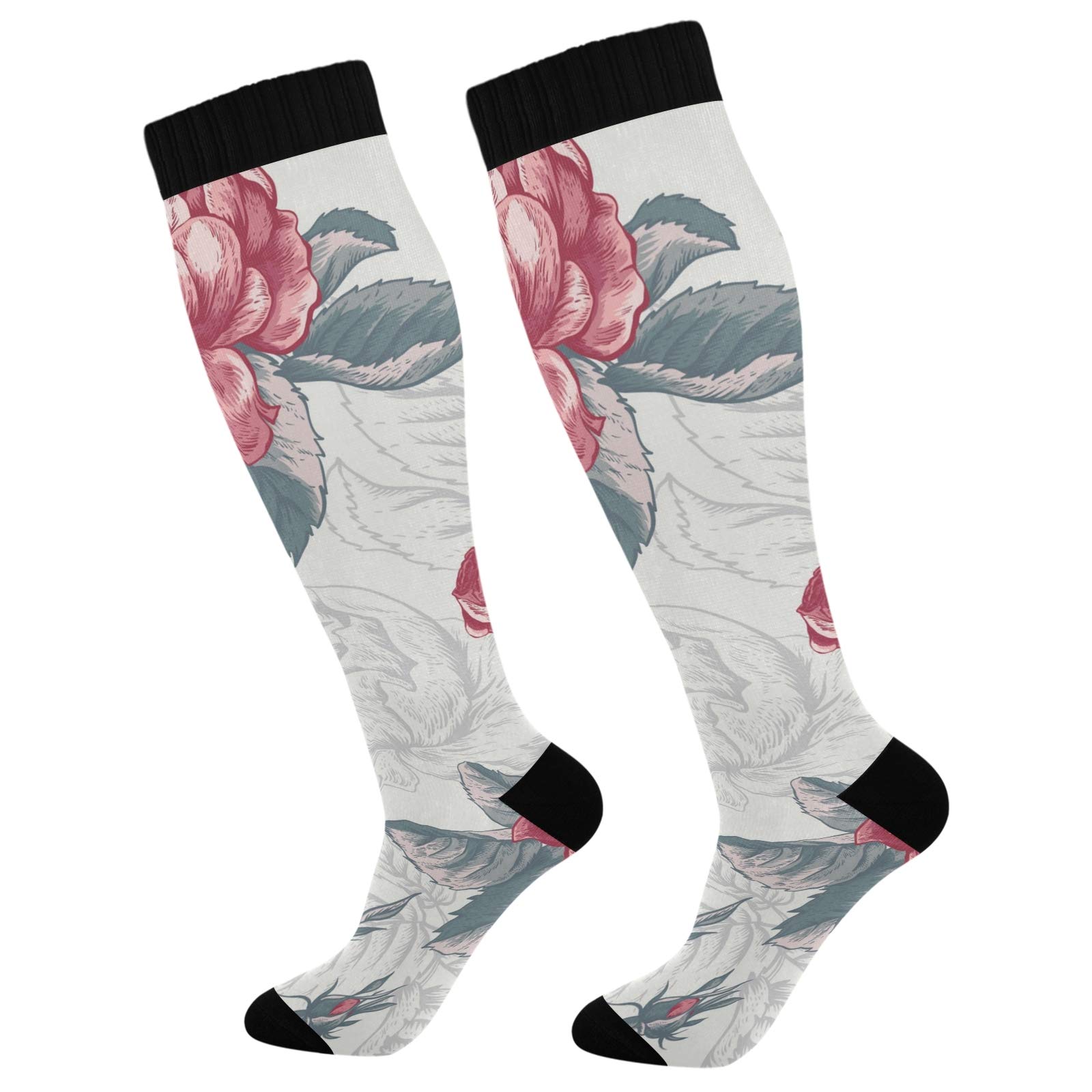 ALAZA Blooming Roses and Birds Print Men's Women's Long Socks - Breathable Athletic Socks for Running, Sports, Hiking - Perfect for Outdoor Activities & Casual Wear