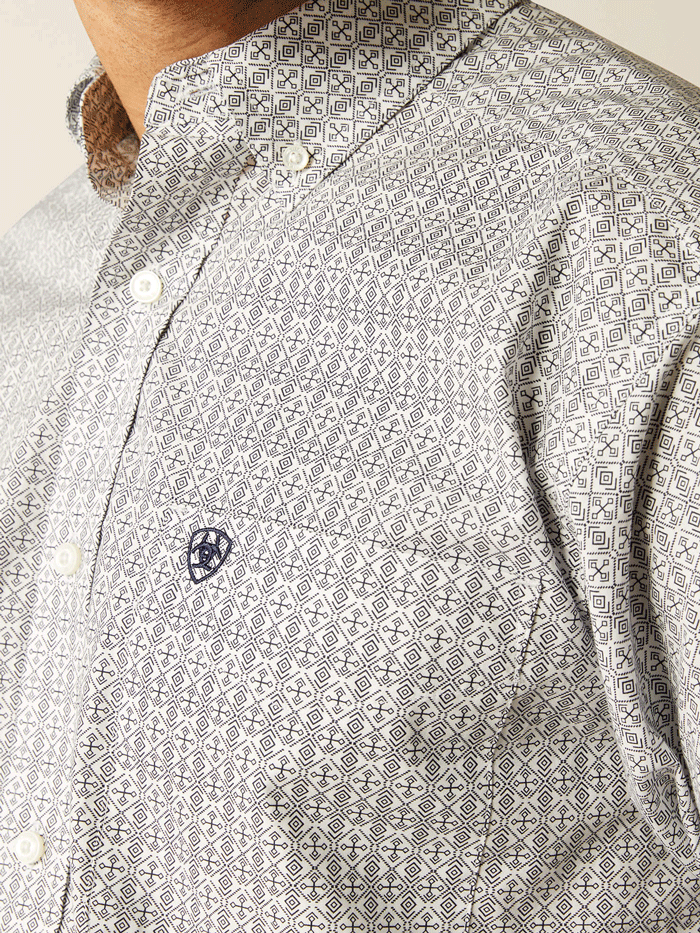 Ariat Men's Reign Classic Fit Shirt - White | Western Style Button-Up Shirt for Cowboy, Ranch Work & Casual Wear