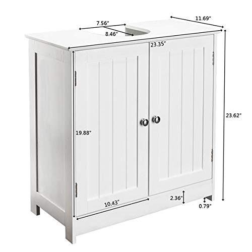 23.6 Inch White Bathroom Vanity Sink Cabinet with 2 Doors - Under Sink Storage Organizer, Space Saving Pedestal for Small Bathrooms (23.6 x 11.81 x 23.6 Inches) - Perfect for Apartment, Powder Room & Guest Bath Organization