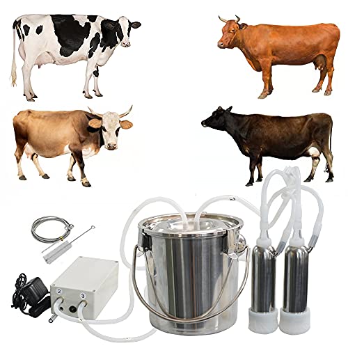 Electric Milking Machine for Goats & Cows - Portable Vacuum Pump Milker with 3L Stainless Steel Bucket - Ideal for Jerseys, Nigerian Dwarfs & Nubian Mix Breeds - Perfect for Small Farms, Homesteads & Dairy Production