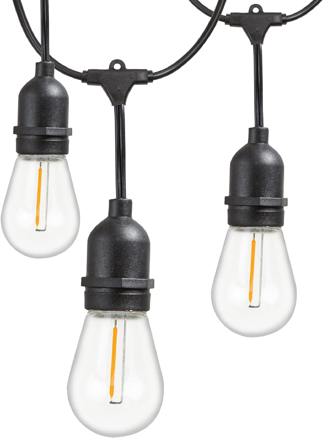 Newhouse Lighting 48ft Outdoor String Lights - 18 Weatherproof Hanging Socket Lights with Heavy Duty Cord & 1 Free Replacement Bulb - Perfect for Patio, Garden, Backyard & Party Decor