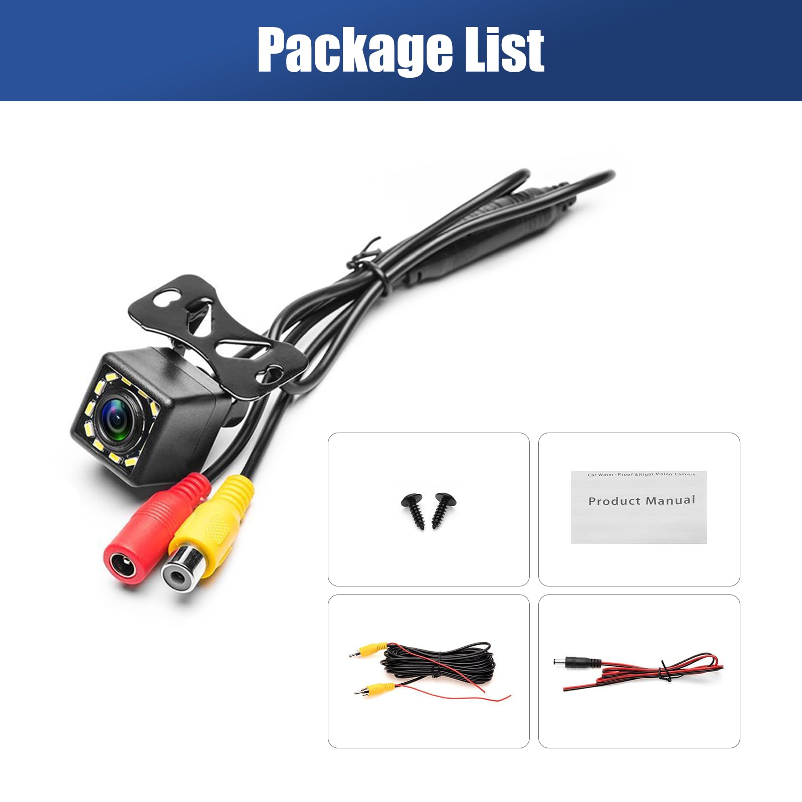 12-LED Night Vision IP66 Waterproof Car Backup Camera - Wide Angle Reversing Parking Camera for Cars, Trucks, Vans, SUVs & RVs - Perfect for Safe Parking, Reversing & Night Driving