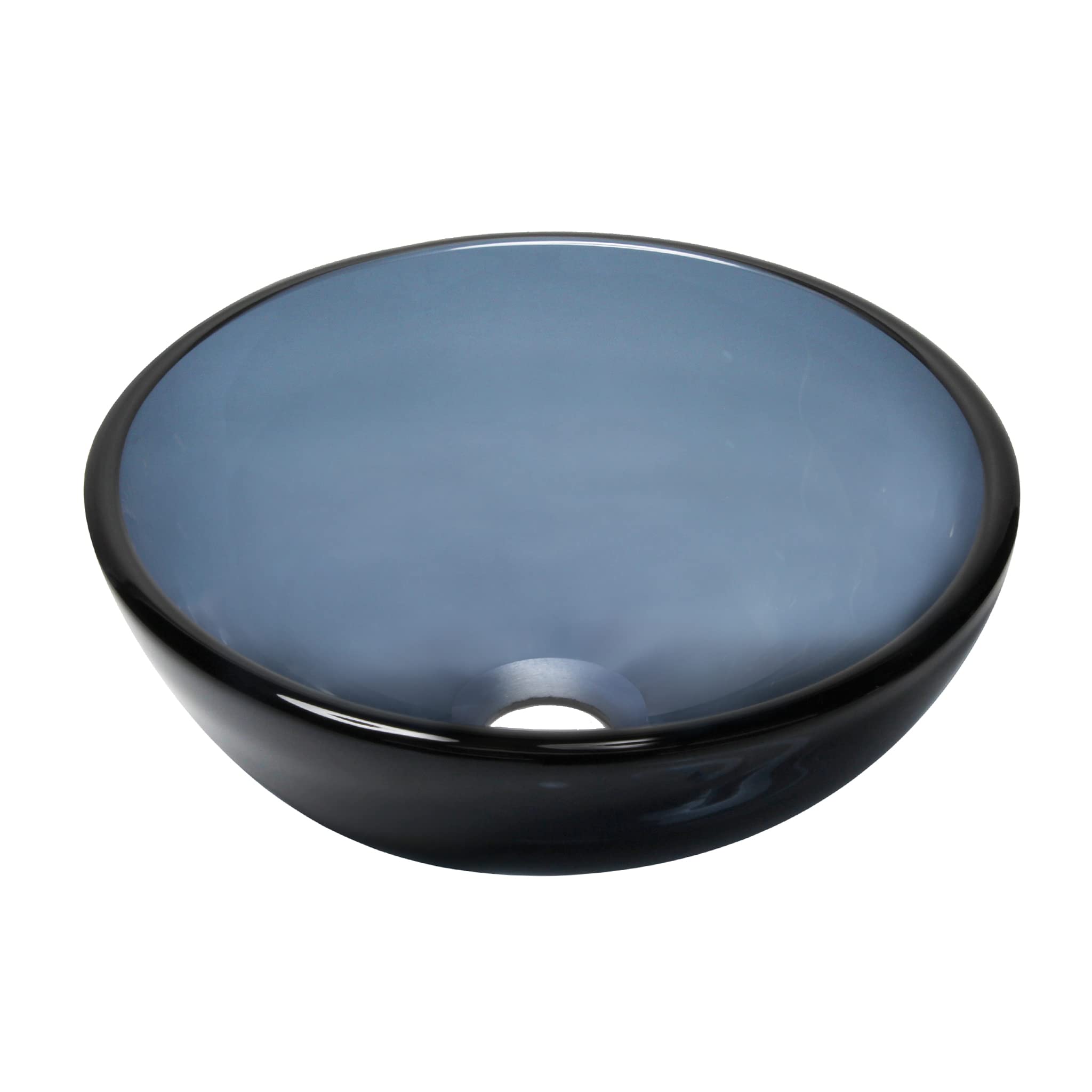 Novatto Grey Mini 12-Inch Glass Vessel Bathroom Sink - Modern Above Counter Basin for Powder Room, Guest Bath & Small Space Vanities