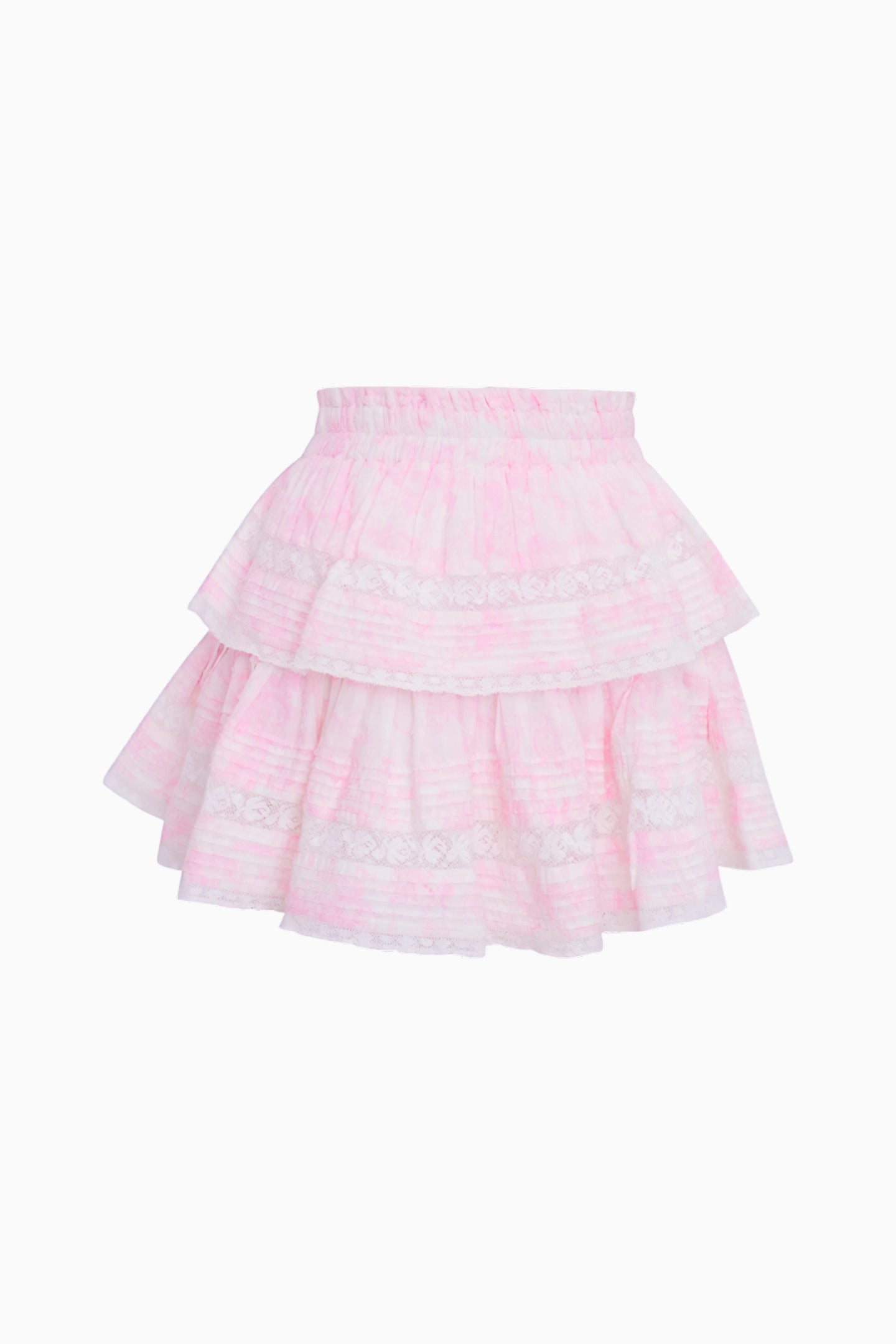 Ruffle Mini Toile Print Skirt in Powder Pink | Floral Summer Skirt for Women | Perfect for Beach Vacations, Brunch Dates & Outdoor Parties