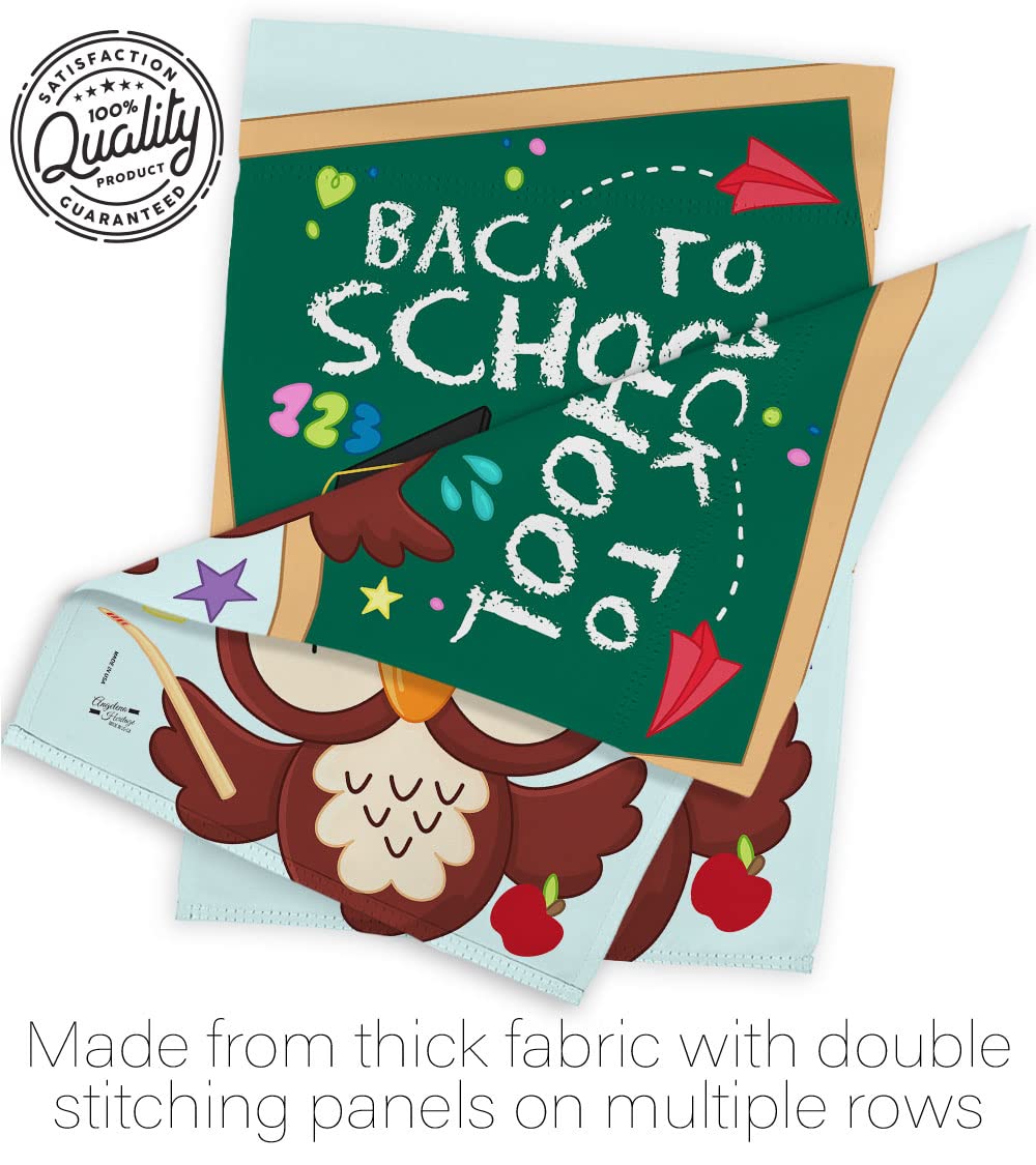 Whoo Back to School Double-Sided House Flag Set - Eagle Design for Classroom Decor, Teacher & Student Gifts, First Day of School Supplies - Perfect for Yard, Garden & Bus Decorations (Made in USA) - Ideal for Back-to-School Celebrations, Teacher Appreciation & Classroom Themes
