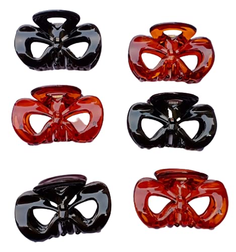 9SR SELECTION 5-Piece Hair Clips for Women - Medium Butterfly Claw Clips, Stylish Korean Hair Accessories for Girls (Brown & Black) - Perfect for School, Work, Parties & Everyday Hairstyles