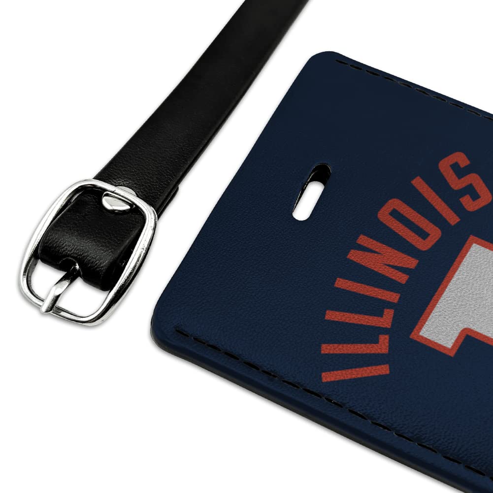 University of Illinois Official Logo Leather Luggage Tag - Rectangle ID Card Holder for Travel, Business & Campus Life