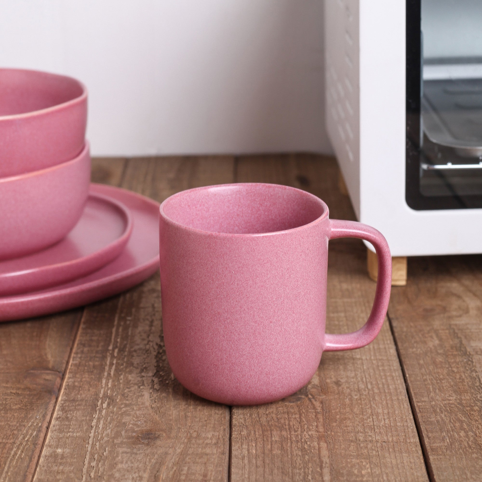 Premium Tom Stoneware Dinnerware Set - Elegant Pink & White 12-Piece Dinnerware for Everyday Use, Family Gatherings & Special Occasions