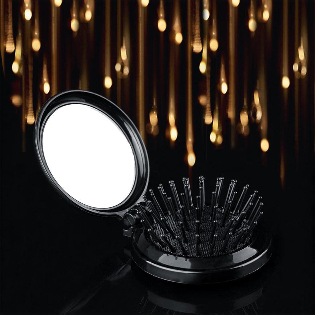 VMS INDIA Travel Round Folding Hair Comb - Mini Scalp Massage Wide Tooth Detangling Comb for Women & Men - Perfect for Travel, Gym, and On-the-Go Hair Care