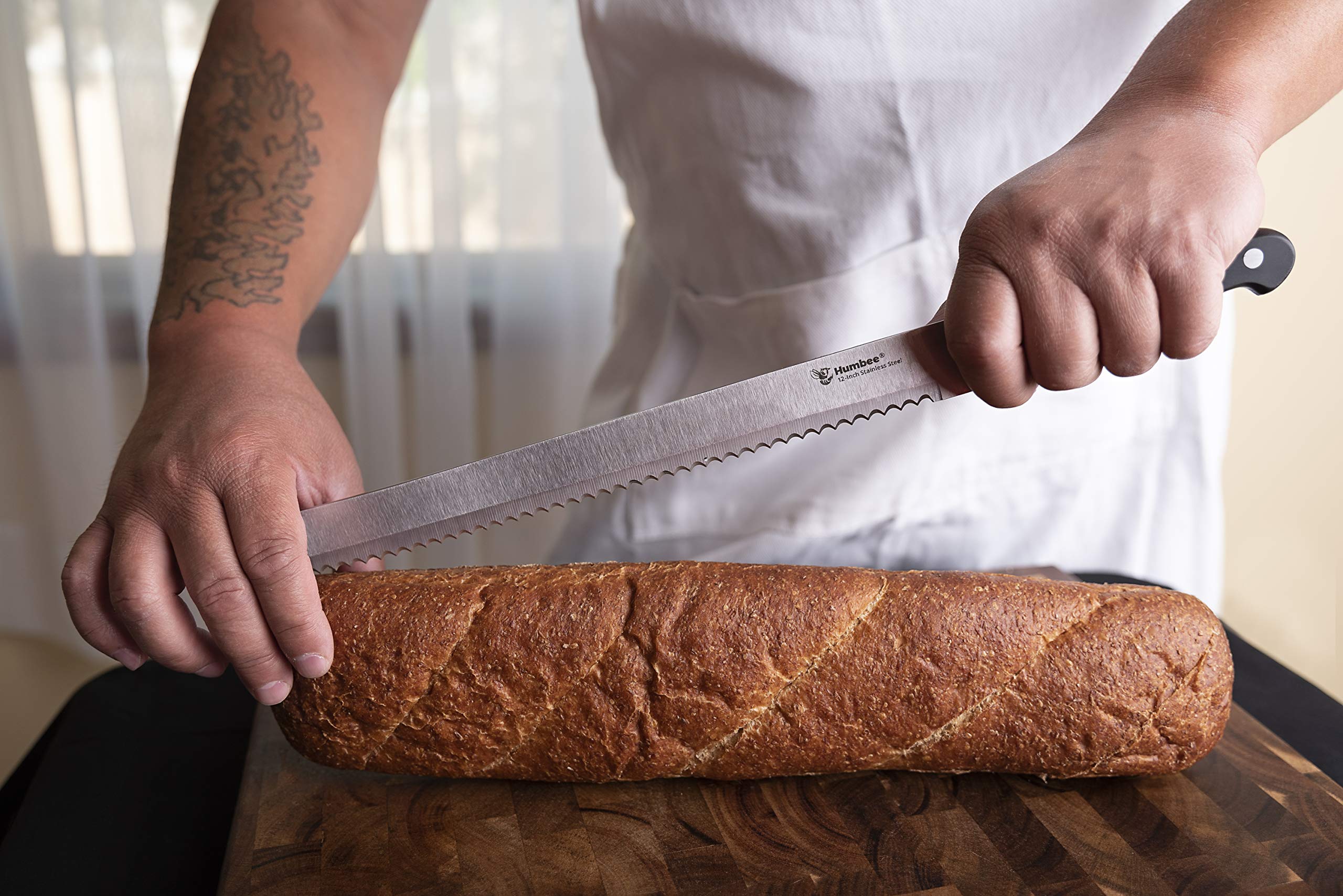 12 Inch Serrated Bread Knife with Wave Edge Blade - Perfect for Slicing Bread, Cakes, and Pastries - Ideal for Home Bakers and Professional Chefs