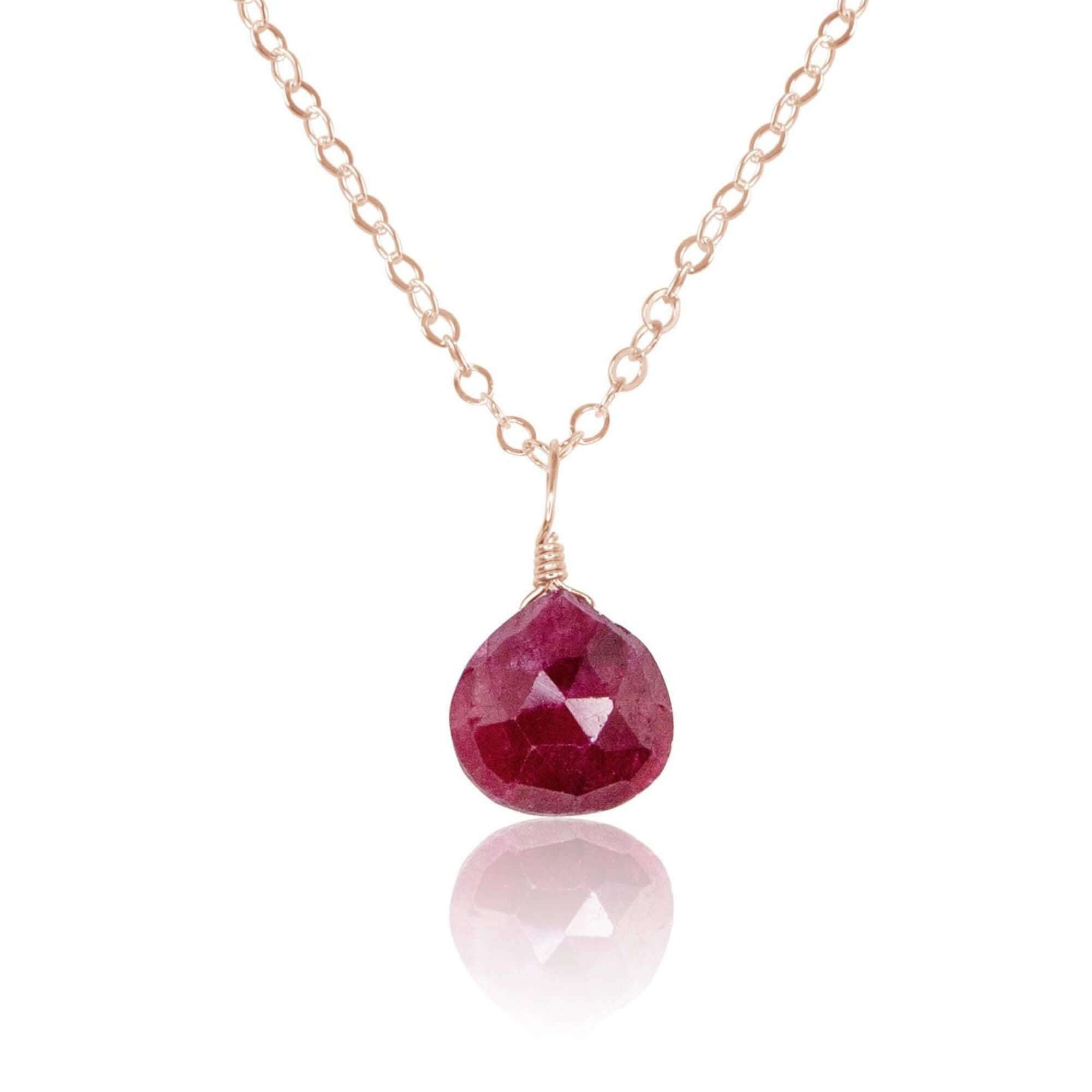 Elegant Tiny Ruby Teardrop Crystal Pendant Necklace - Perfect for Valentine's Day Gifts, Anniversary Presents & Special Occasions