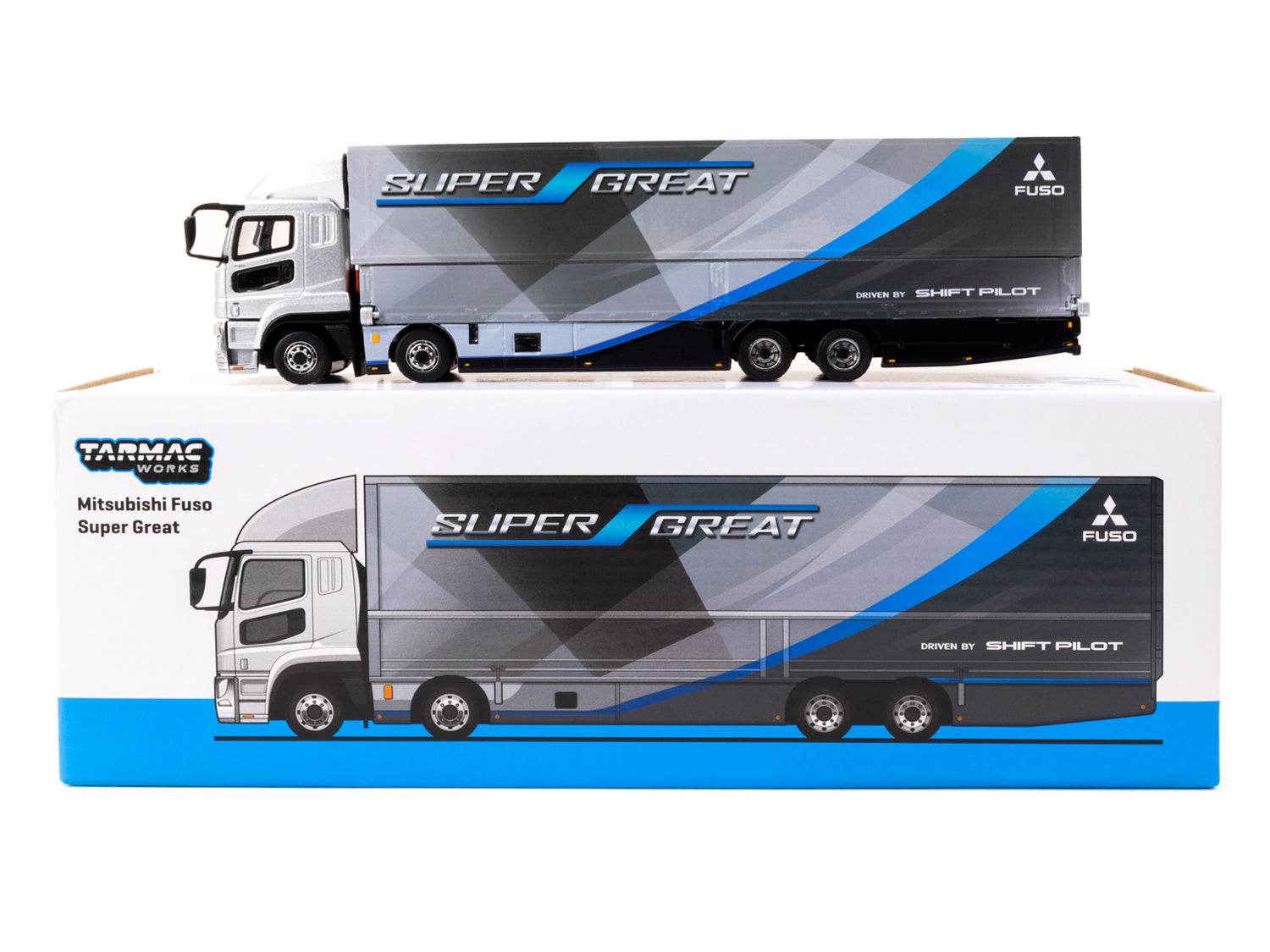 Tarmac Works 1/64 Mitsubishi Fuso Super Great Diecast Model Truck - Collectible Miniature Vehicle for Display & Racing Scenes