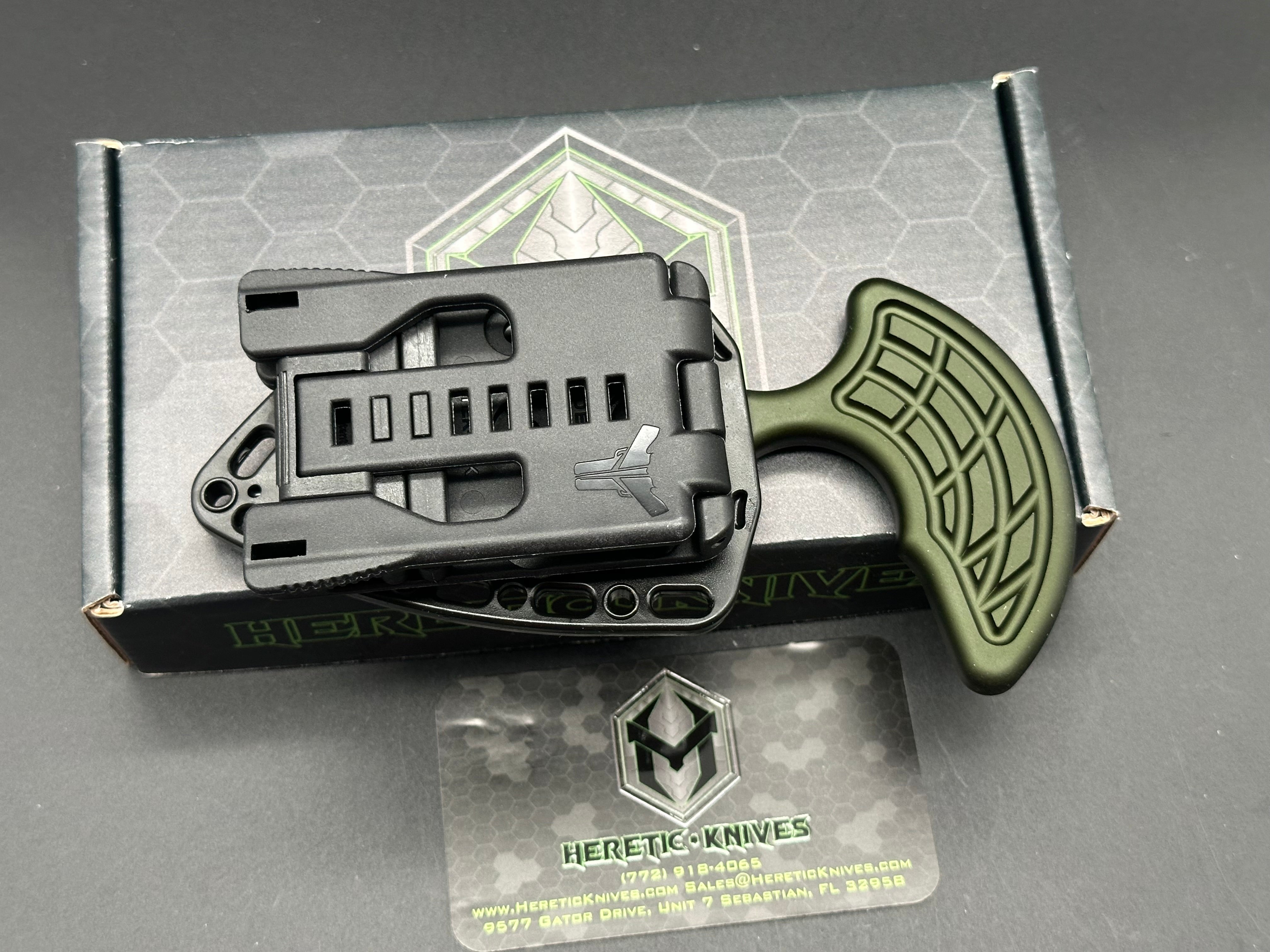 Heretic Sleight Push Dagger - Green Aluminum Handle (2.8