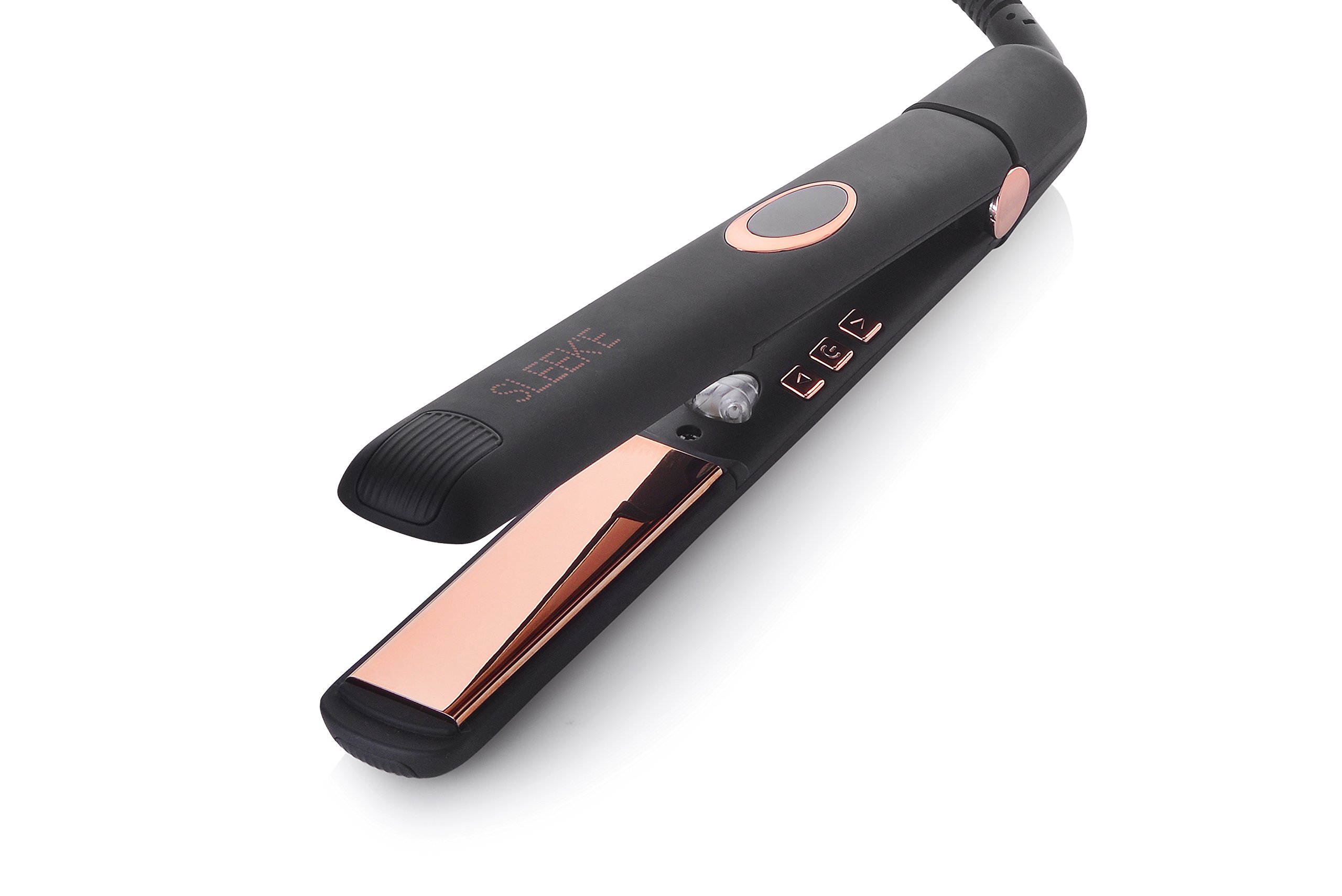 Sleek'e Professional Titanium Hair Straightener 1-Inch Flat Iron for All Hair Types - Floating Plates with Negative Ion Technology for Frizz-Free Shiny Hair (Black) - Perfect for Salon, Home Use & Travel Styling