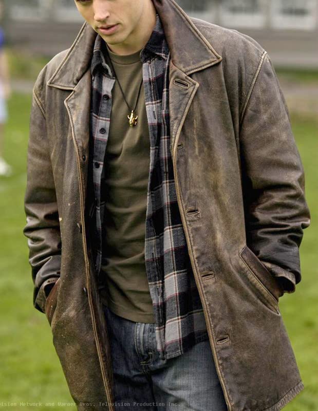 Men's Supernatural Dean Winchester Vintage Sheep Leather Jacket - Jensen Ackles Style Genuine Leather Coat for Men | Perfect for Halloween Cosplay, TV Show Costume & Casual Winter Wear