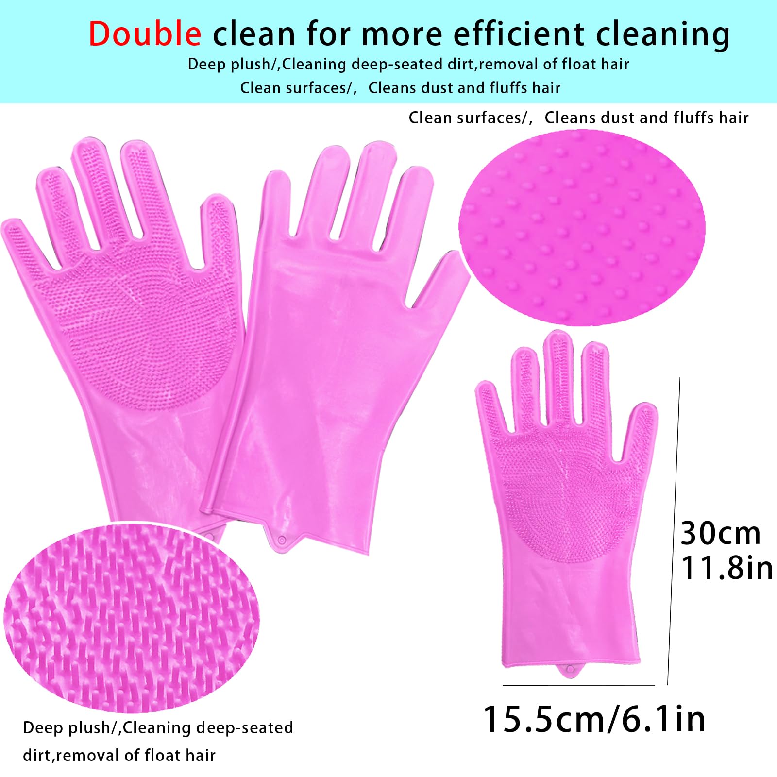 Premium Heat Resistant Silicone Pet Grooming Gloves for Dogs & Cats - 5 Finger Design with High Density Teeth - Gentle Brushing & Massaging for Shedding, Bathing & Bonding (Pink) - Perfect for Home Grooming & Pet Spa Days