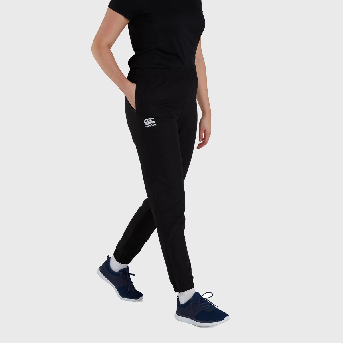 Canterbury Women's Club Tapered Track Pants - Black | Comfortable Athletic Pants for Running, Yoga & Lounge Wear