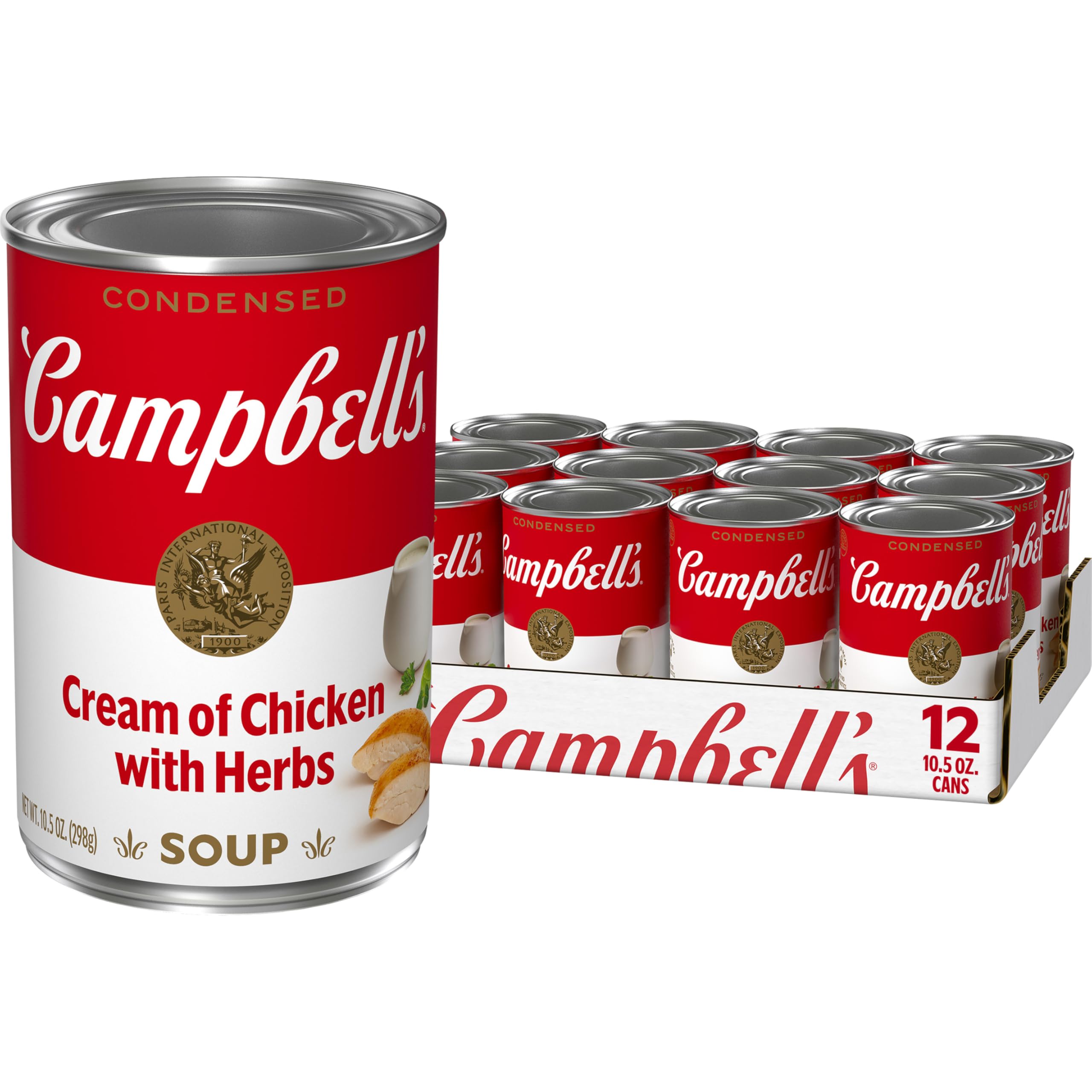 Campbell's Condensed Cream of Chicken Soup with Herbs - 10.5 oz Cans (Pack of 12) | Quick & Easy Cooking, Casseroles, Soups & Recipes | Perfect for Home Chefs & Meal Prep