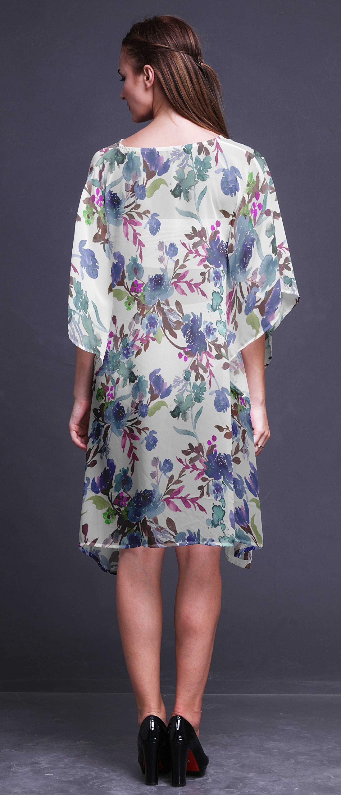 Bimba Women's Short Caftan Midi Dress - Beach Cover Up Swimwear, Summer Boho Kaftan Dress for Pool, Vacation & Resort Wear