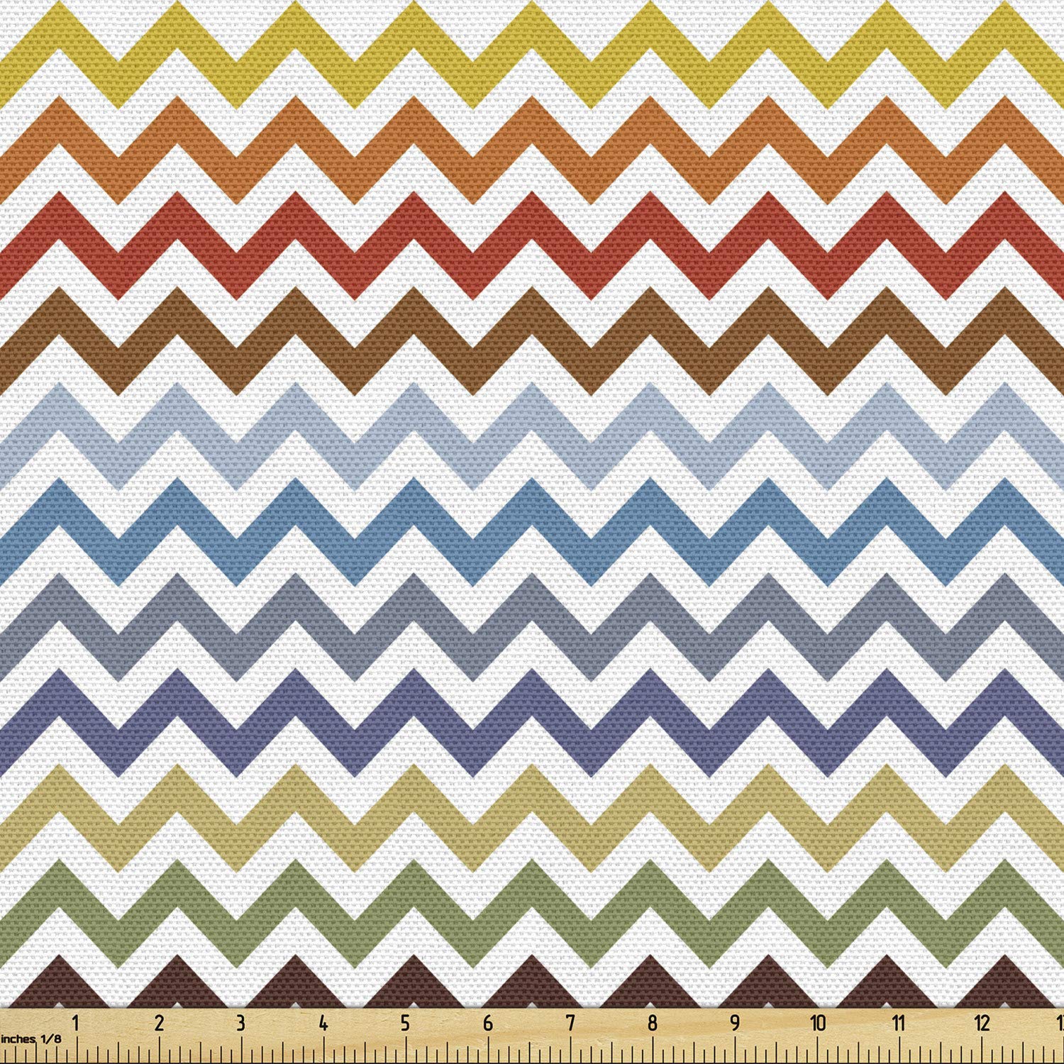 Ambesonne Chevron Fabric by The Yard - Easter Inspired Zigzag Colorful Retro Design for Upholstery, Curtains & DIY Home Decor (10 Yards, Multicolor) - Perfect for Easter Decor, Table Runners & Throw Pillow Covers