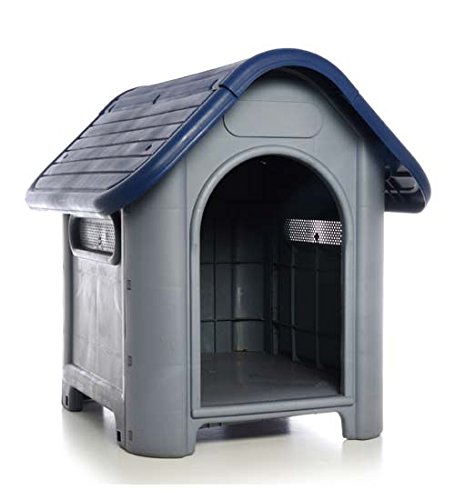 Durable Plastic Dog House - Blue, 29.13x22.44x25.98 Inch Weatherproof Outdoor Pet Shelter for Small & Medium Dogs - Perfect for Backyard, Patio & Kennel Use