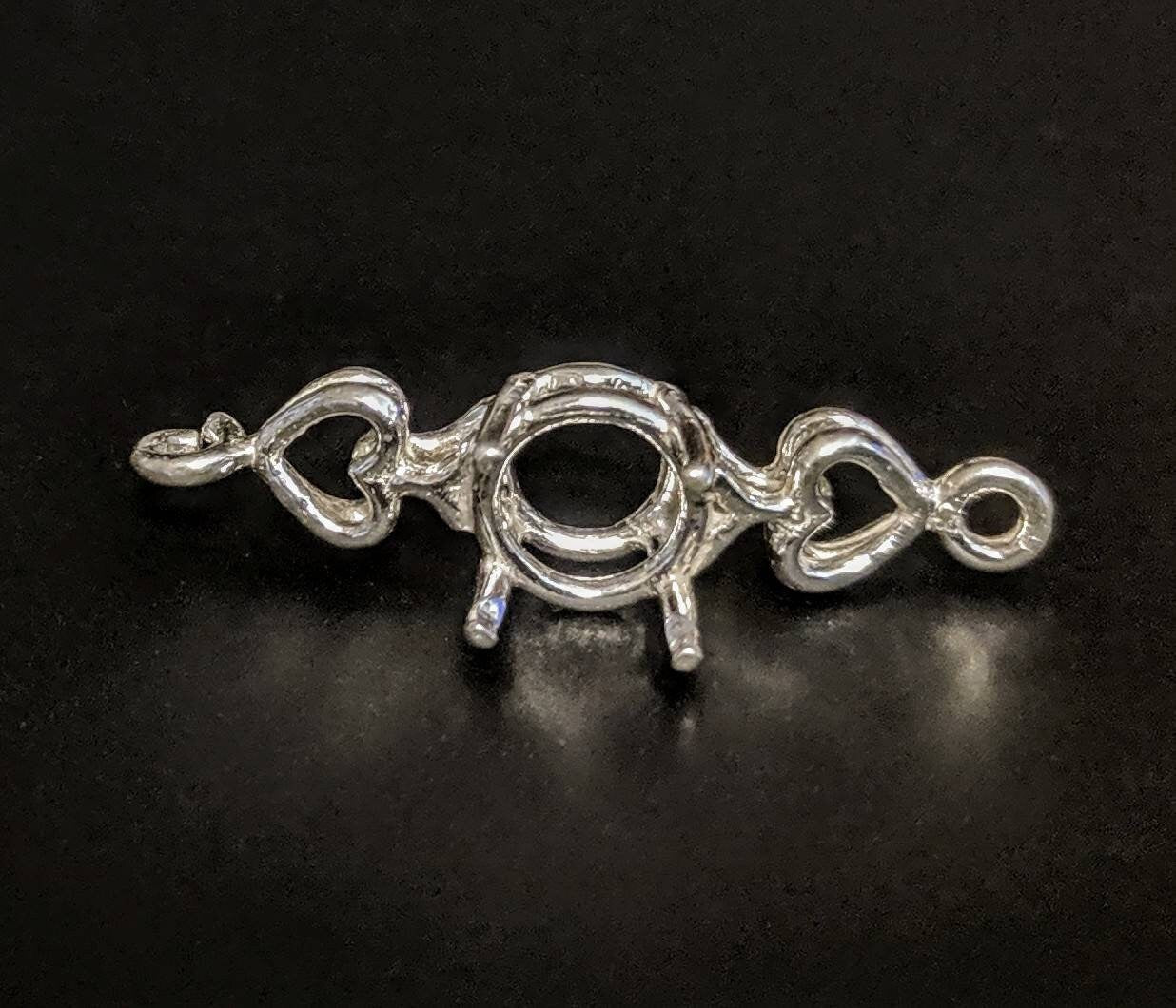 Solid Sterling Silver or 14kt Gold Heart Link Bracelet with 6 8mm Round Stones - DIY Custom Jewelry Making Kit for Handmade Bracelets - Perfect for Gifts, Weddings & Special Occasions
