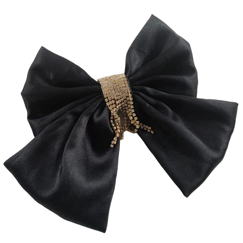 Luxury Satin Rhinestone Sailor Hair Bow Alligator Clip for Women & Girls - Elegant Hair Accessory for Parties, Weddings & Special Occasions - Free Size, Perfect Gift for Her