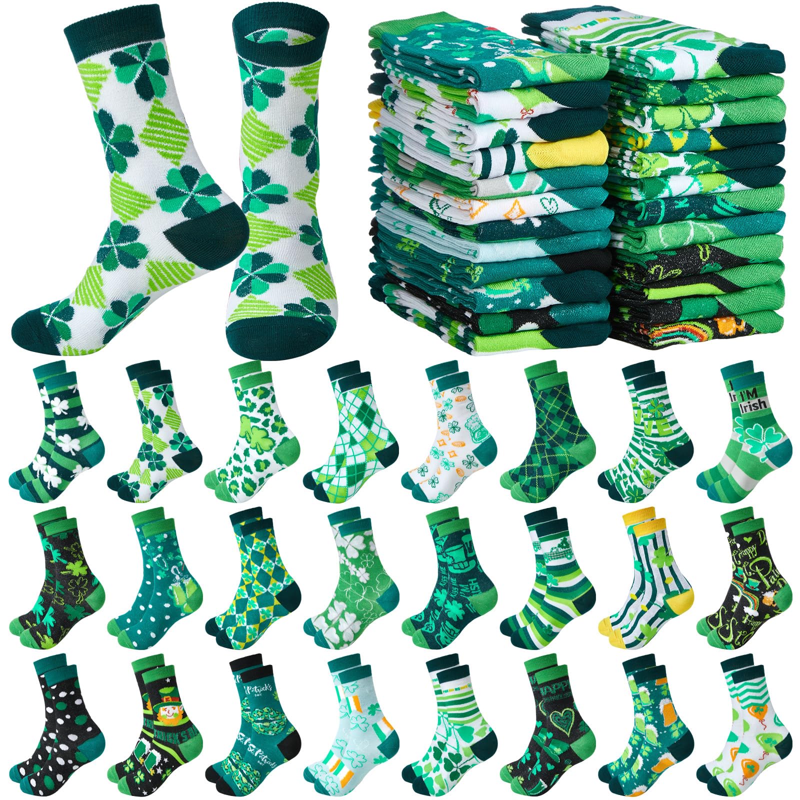Shinymoon 24 Pairs Women's Novelty Socks Bulk Pack - Fun Holiday Socks for Women & Girls - Perfect for Christmas Gifts, Stocking Stuffers & Everyday Wear