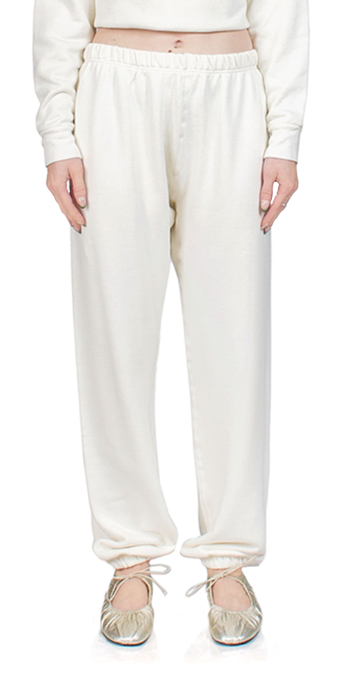 Classic Cream Sweatpants for Women - Soft Cotton Lounge Pants with Elastic Waistband - Perfect for Yoga, Running, Gym & Relaxing at Home