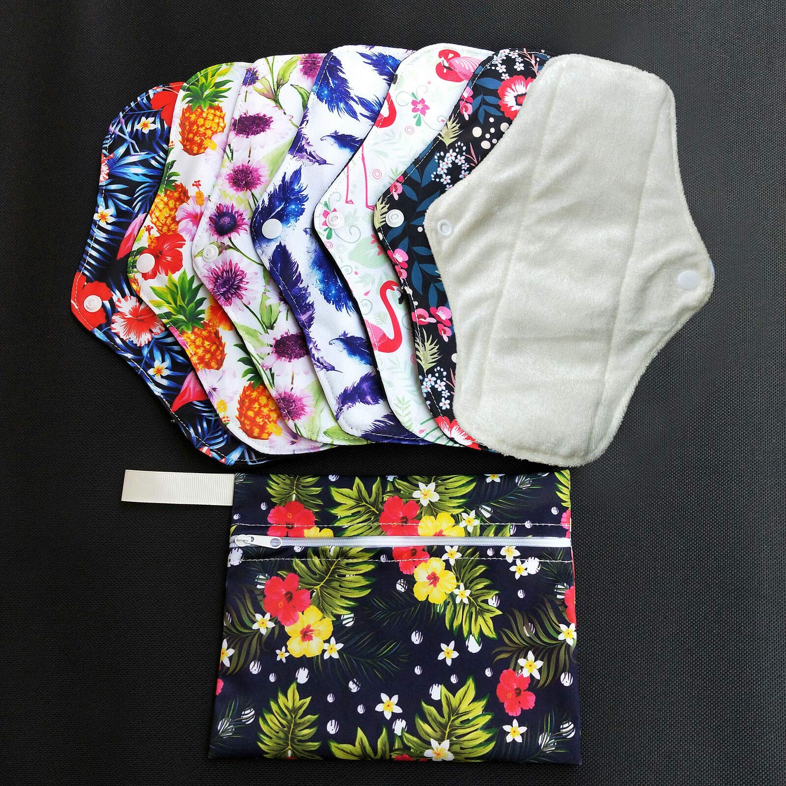 Organic Bamboo Menstrual Pads - 10pcs Reusable Set with Wet Bag | Eco-Friendly Period Protection for Active Women