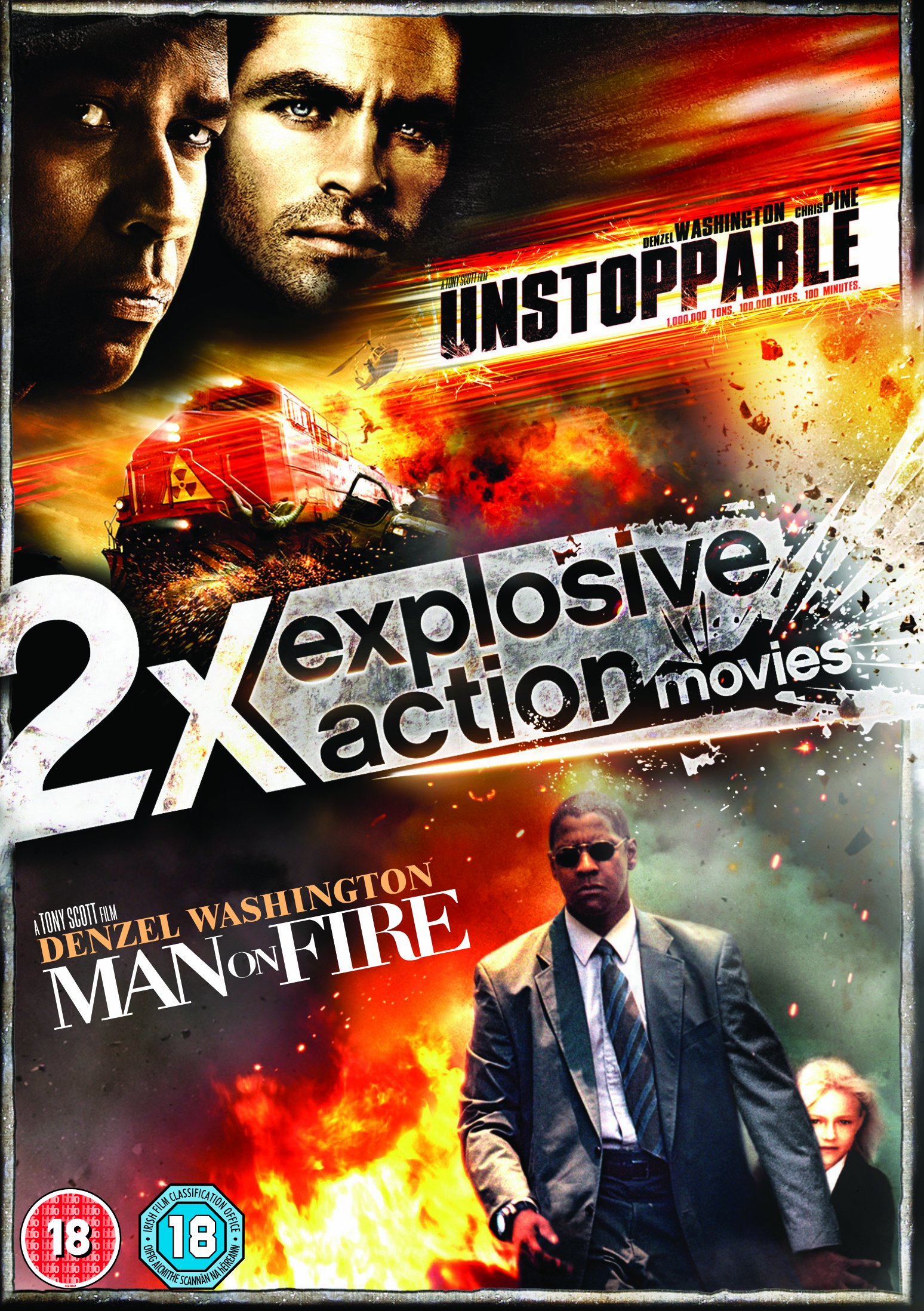Unstoppable & Man on Fire Action Movie Double Pack DVD (2004) - Perfect for Movie Nights and Action Film Collections