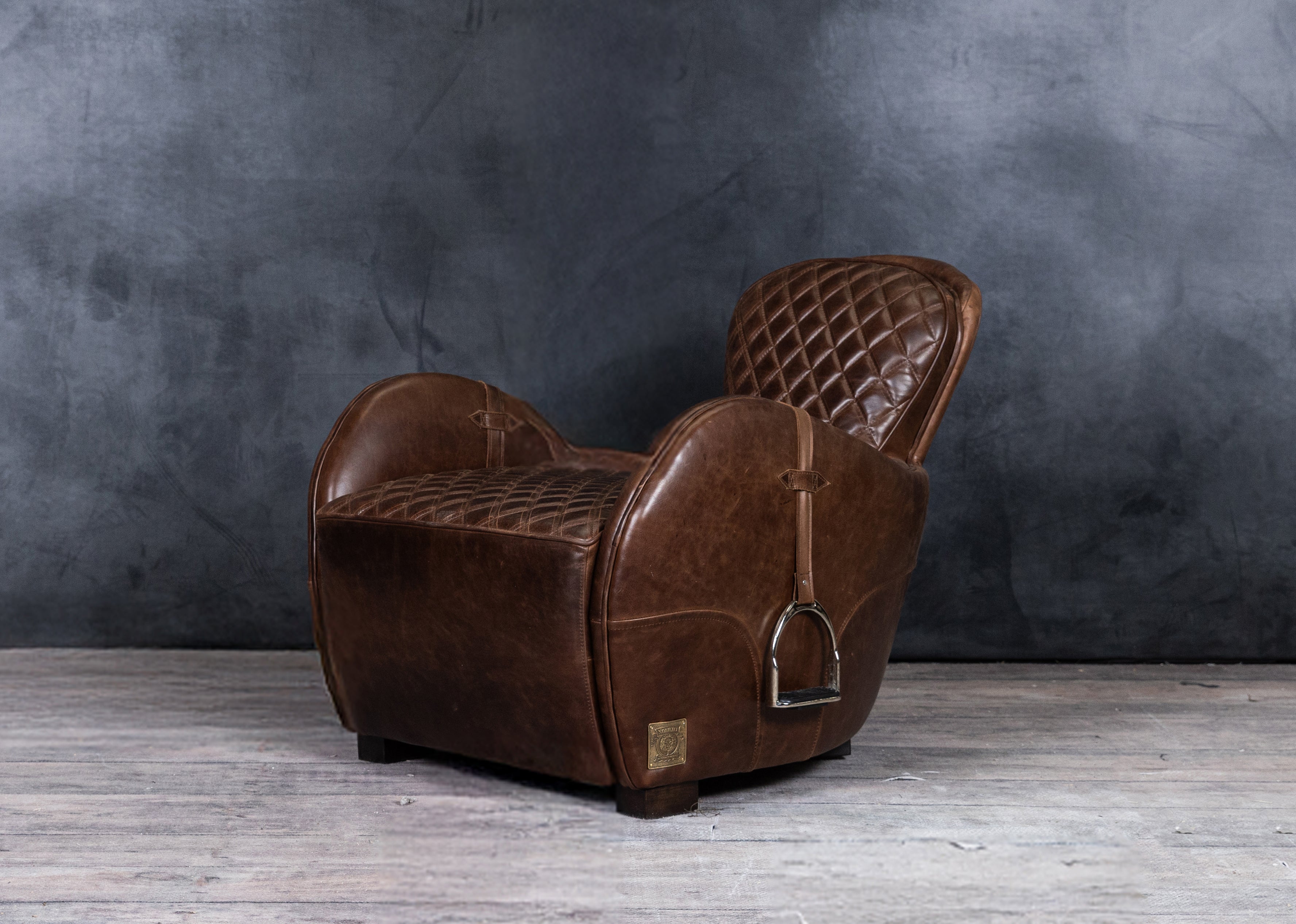 Premium Equestrian Leather Chair & Ottoman Set - Handcrafted Genuine Leather Living Room Seating for Home & Office - Perfect for Lounging, Relaxing & Decorating Your Space