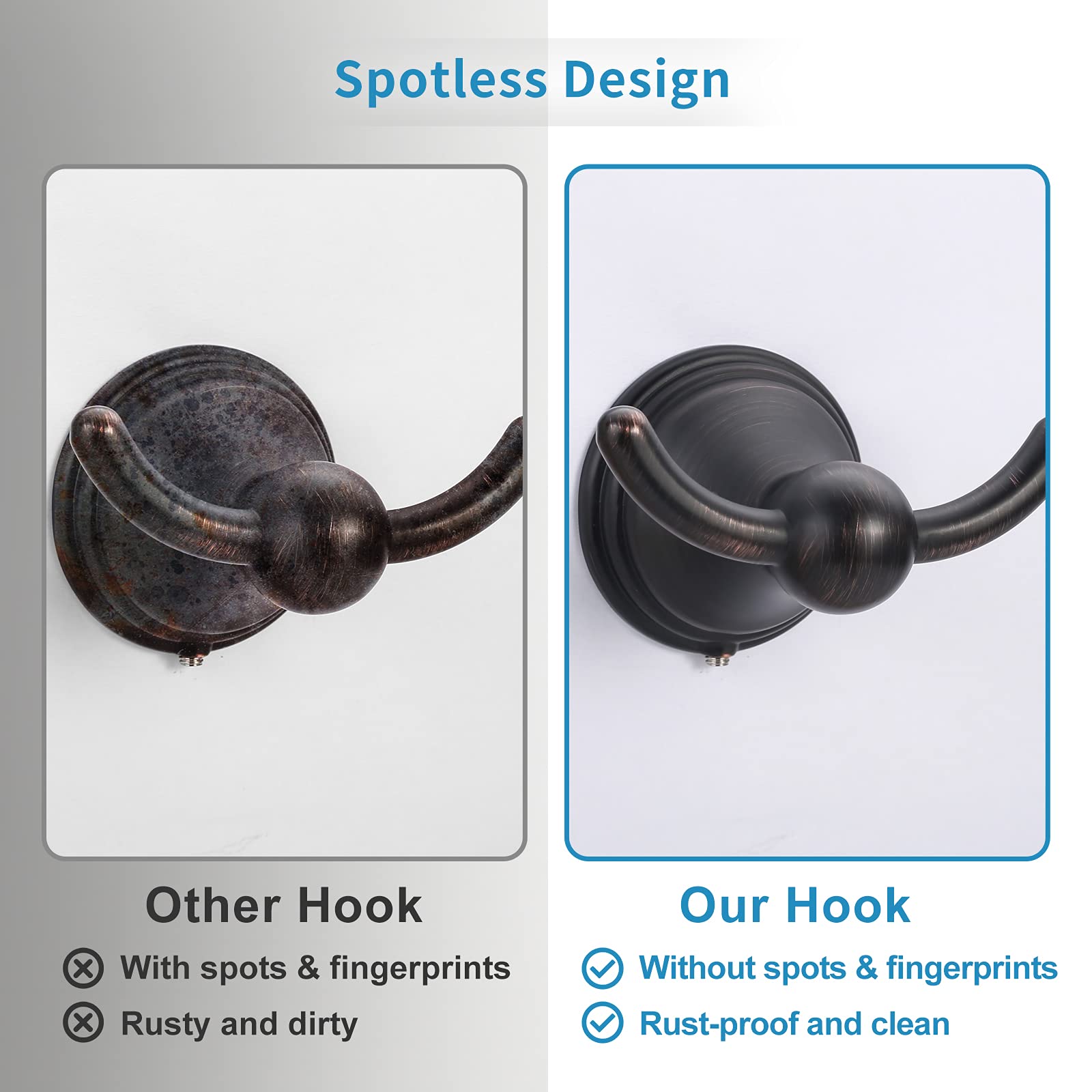 FILTA Oil Rubbed Bronze Bathroom Towel Hooks - 2 Pack Wall Mounted Shower Hooks for Robes & Towels - Traditional Style Bath Accessories for Hanging Wet Towels & Bathrobes - Perfect for Bathroom, Spa, and Gym Organization