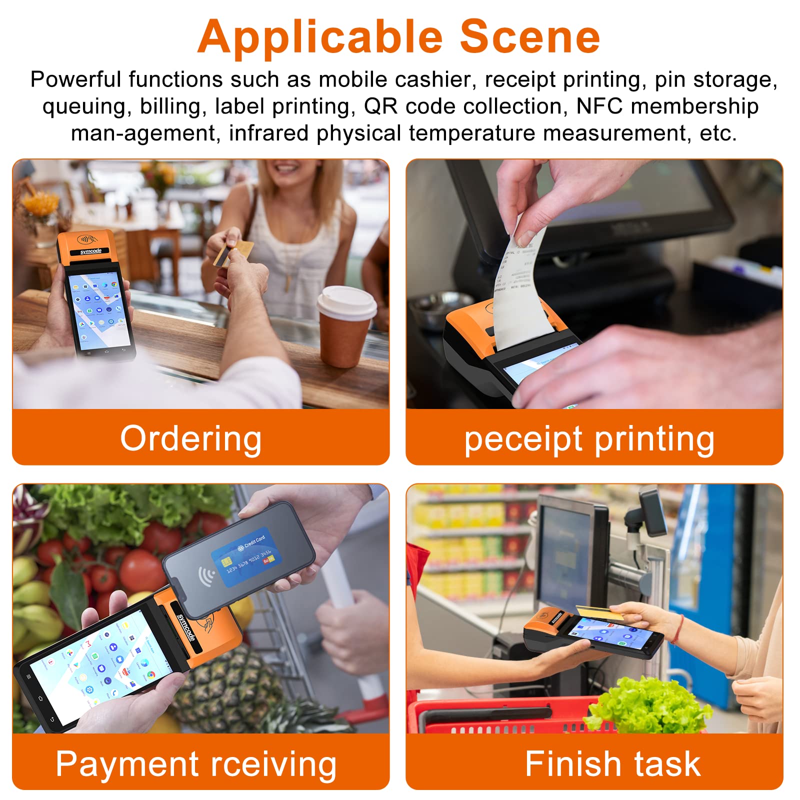Symcode POS PDA Thermal Receipt Printer with 1D/2D Barcode Scanner - 5.5