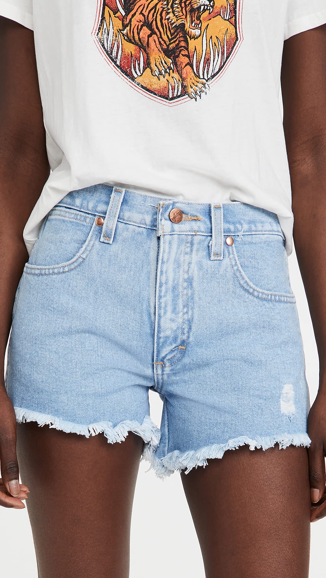 Wrangler Women's Distressed Denim Shorts - Comfortable & Stylish for Summer Outfits, Casual Wear, and Outdoor Activities