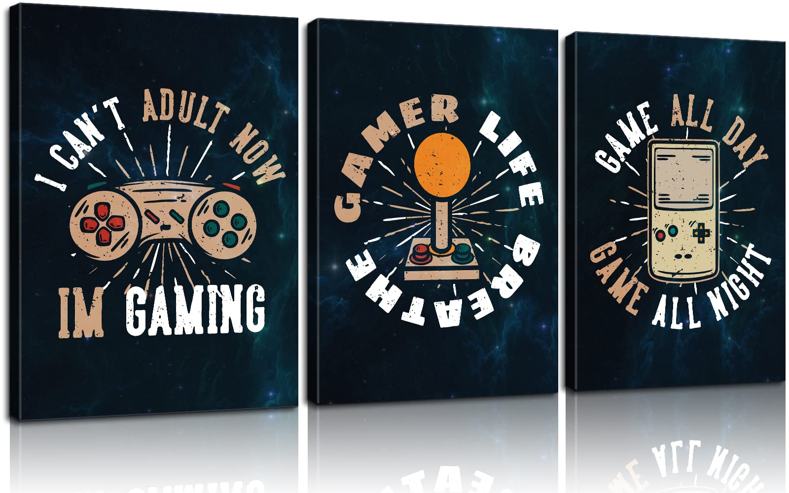 3-Piece Gamer Wall Art Set - Video Game Canvas Posters for Gaming Room Decor - Ready to Hang (20''Wx28''H) - Perfect for Boys Bedroom, Man Cave & Esports Themed Spaces