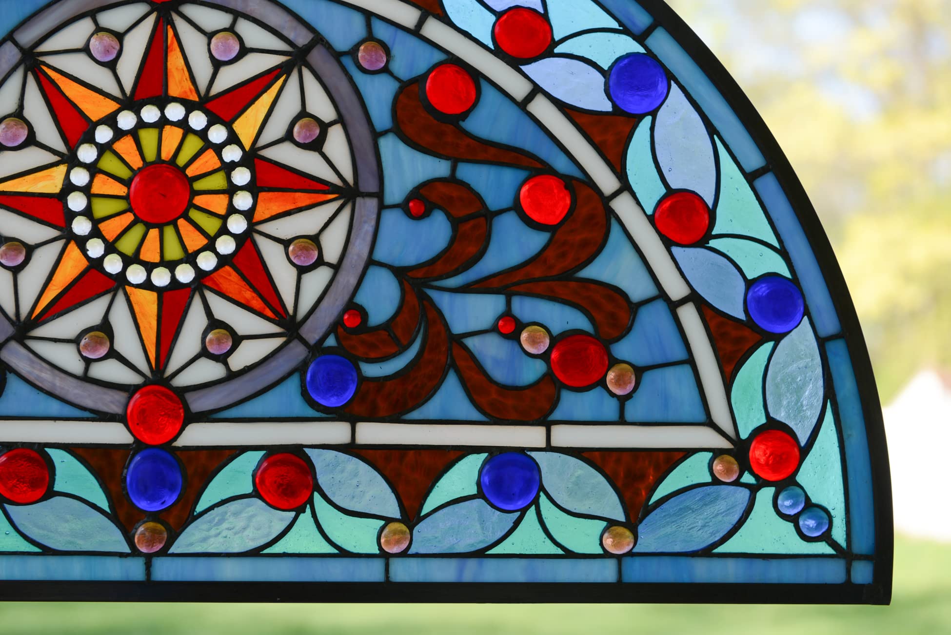 Handmade Stained Glass Hanging Window Panel - 34