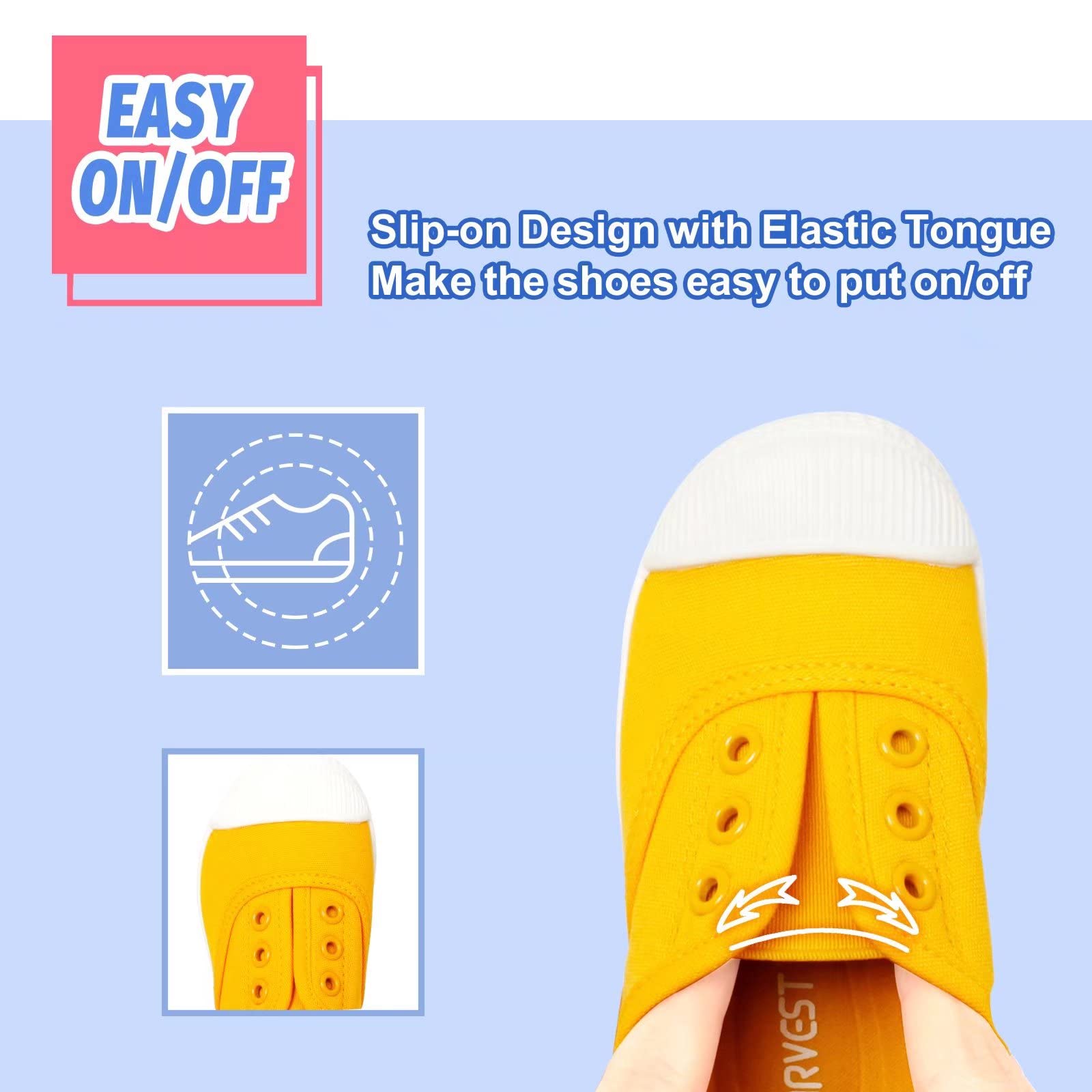 **Toddler Canvas Sneakers for Boys & Girls - Lightweight Slip-On Comfortable Kids Shoes for Running, Tennis & Casual Wear (Toddler/Little Kids/Big Kids) - Perfect for School, Play & Everyday Activities**