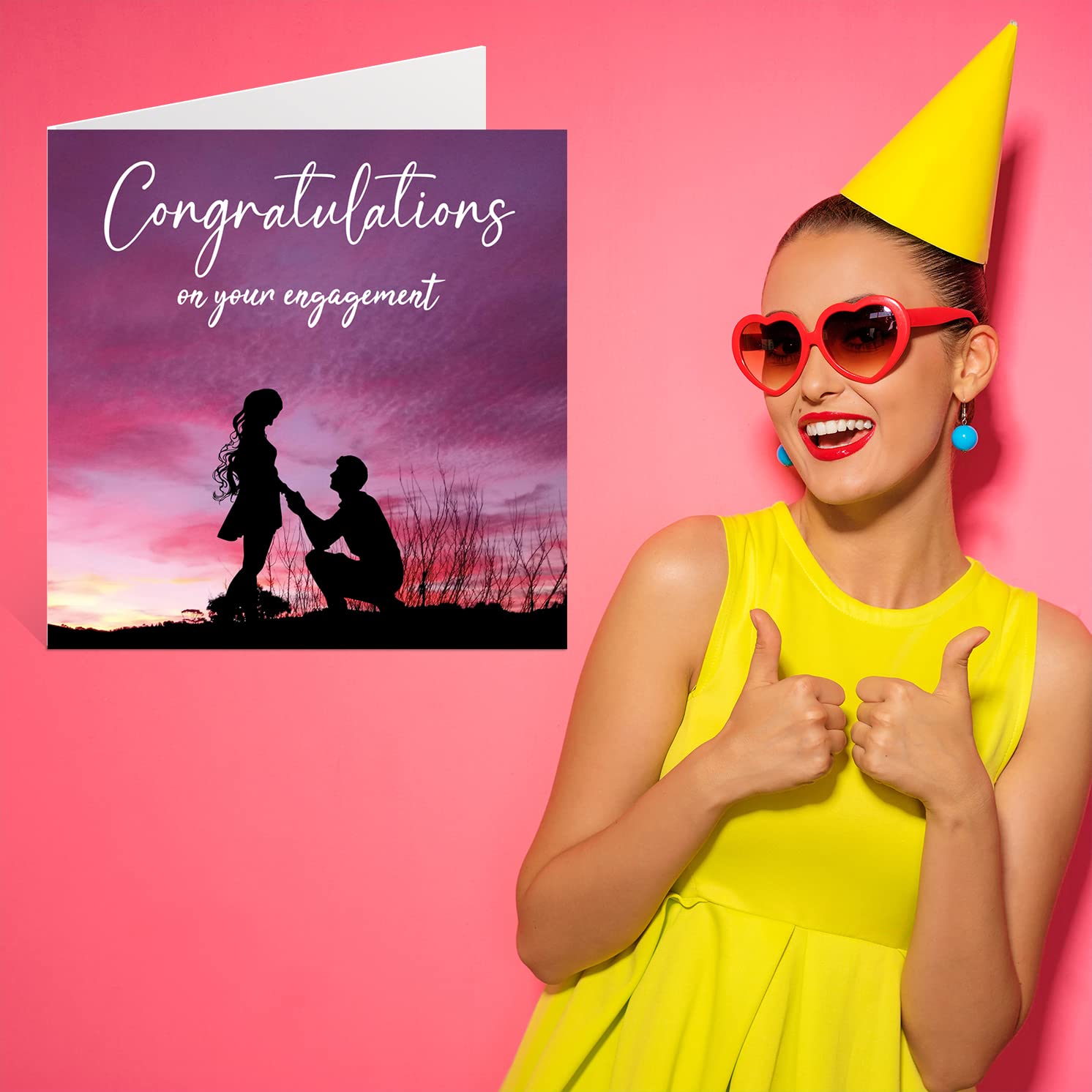 Romantic Engagement Cards for Couples - Elegant Silhouette Design - Congratulations & Wedding Greeting Cards (145mm) - Perfect for Fiancé/Fiancée, Anniversaries & Special Occasions