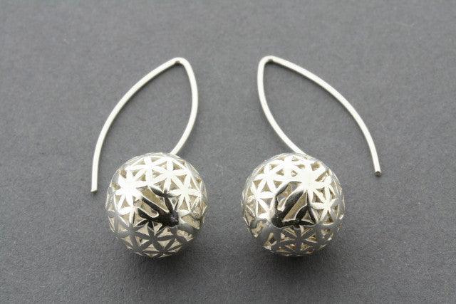 Sterling Silver Cutout Ball Drop Earrings for Women - Elegant Dangle Earrings for Party, Wedding & Everyday Wear