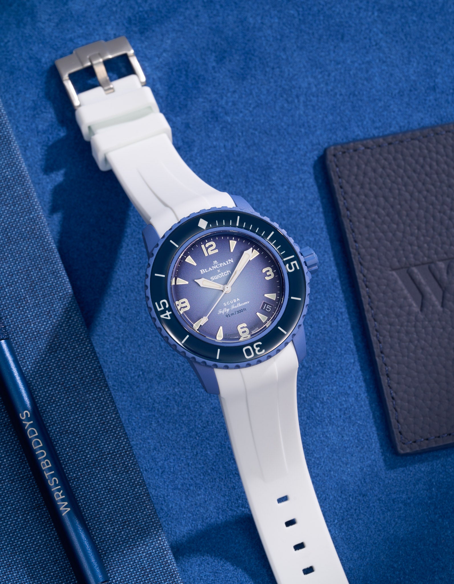 Blancpain x Swatch White Curved Rubber Watch Strap - Durable & Comfortable for Sports, Swimming & Everyday Wear