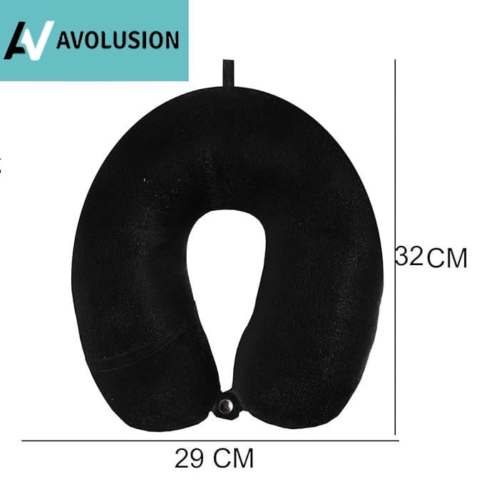 Avolusion Ergonomic Neck Pillow - Round Memory Foam Travel Pillow for Car & Airplane, Cervical Support Cushion for Neck Pain Relief & Better Sleep - Perfect for Long Flights, Road Trips & Office Naps