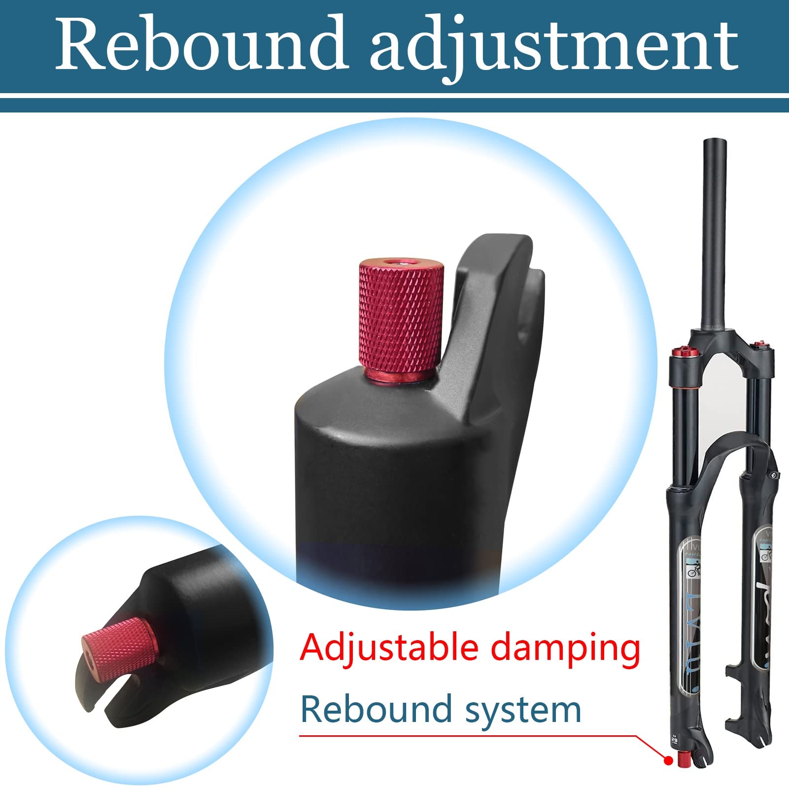 **Air Suspension Fork 26/27.5/29 Inch 120mm Travel, Rebound Adjustable, 1-1/8