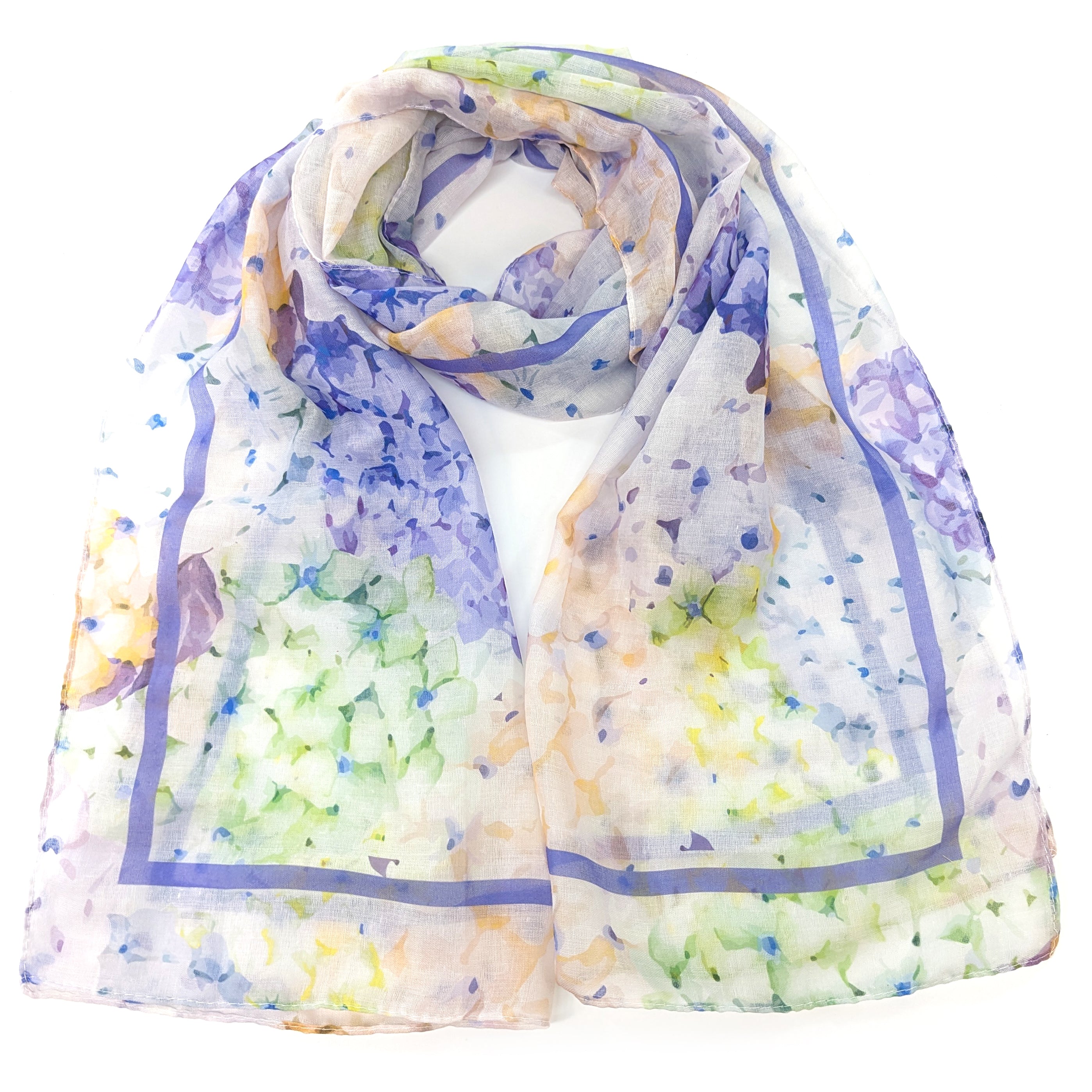 Stylish Hydrangea Print Ladies Fashion Scarf - Soft Womens Wrap Shawl for Spring Outfits, Office Wear & Special Occasions