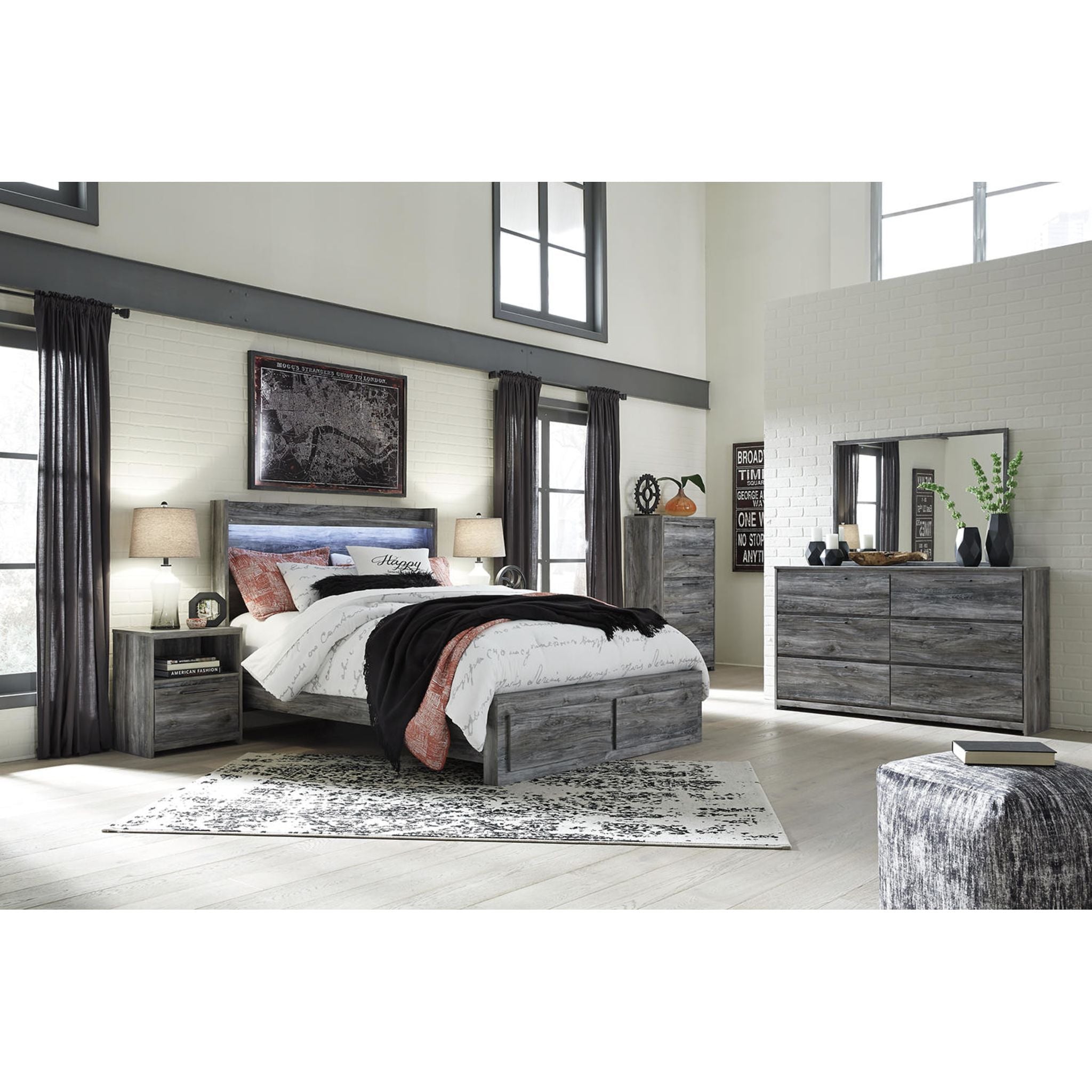 Baystorm Nightstand with Drawer - Modern Gray Bedside Table for Bedroom, Living Room, or Office - Compact Storage Solution for Small Spaces