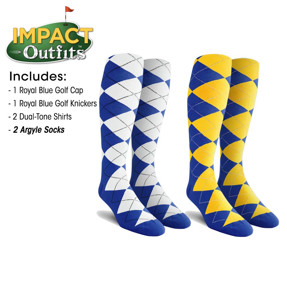 Royal Blue Men's Impact Golf Outfits - Performance Golf Shirts & Pants Set for Comfort & Style - Perfect for Golf Tournaments & Casual Wear