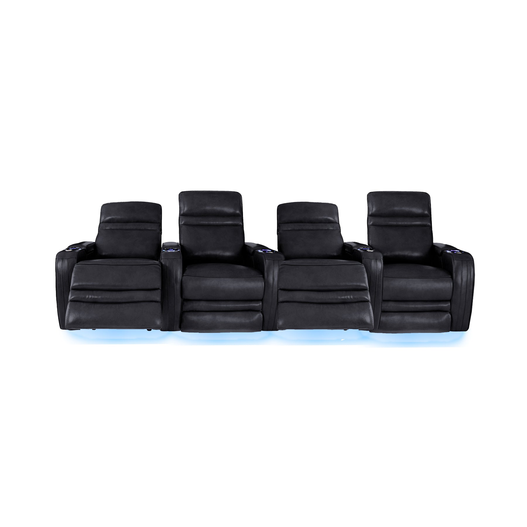 RowOne 4-Piece Recliner Set - Ultra Soft Fabric Sectional Sofa with Cup Holders and USB Ports | Perfect for Living Room, Home Theater, and Family Gatherings