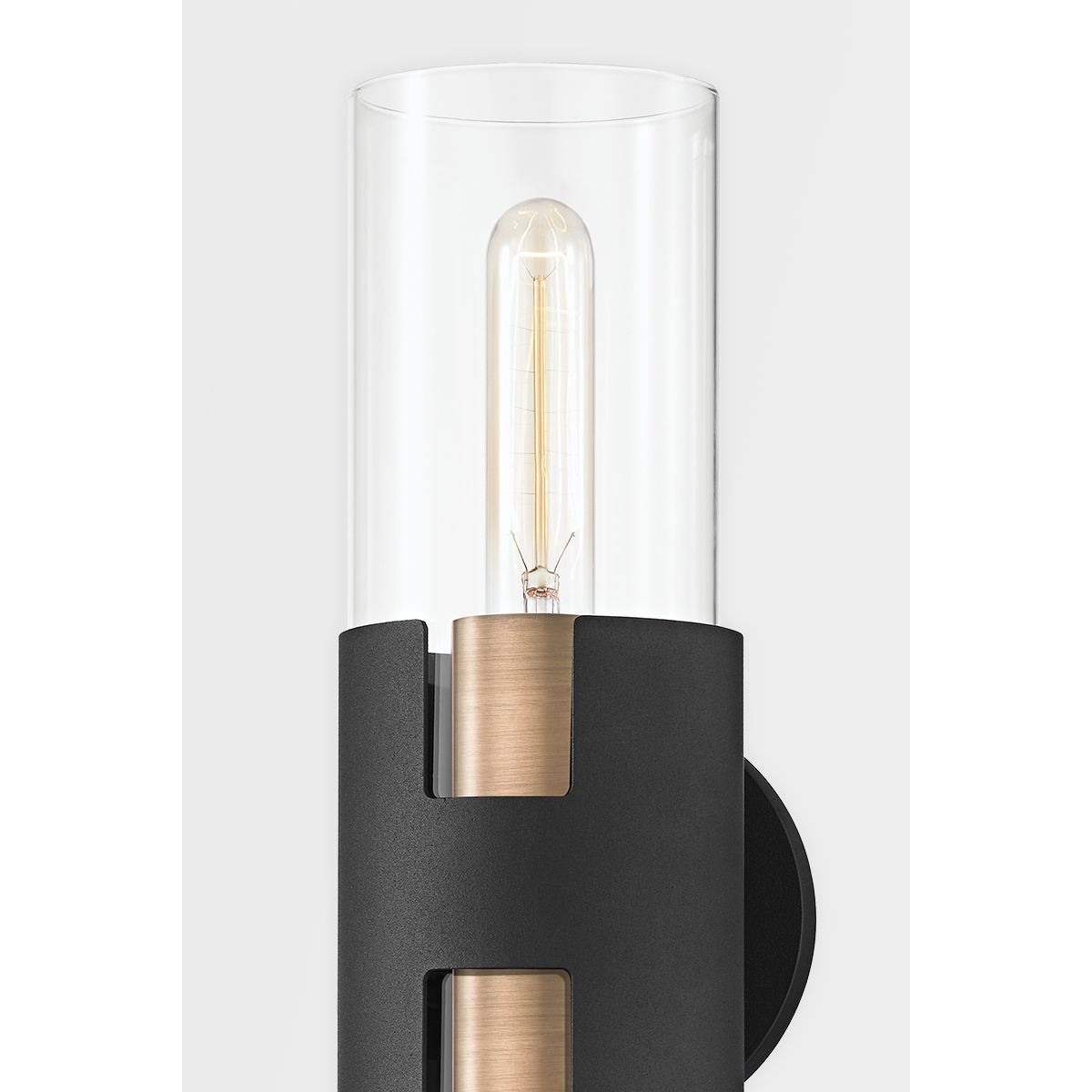 Amado 17 Inch Modern Wall Sconce Light Fixture - Black & Brass Finish for Bedroom, Living Room, or Hallway Lighting