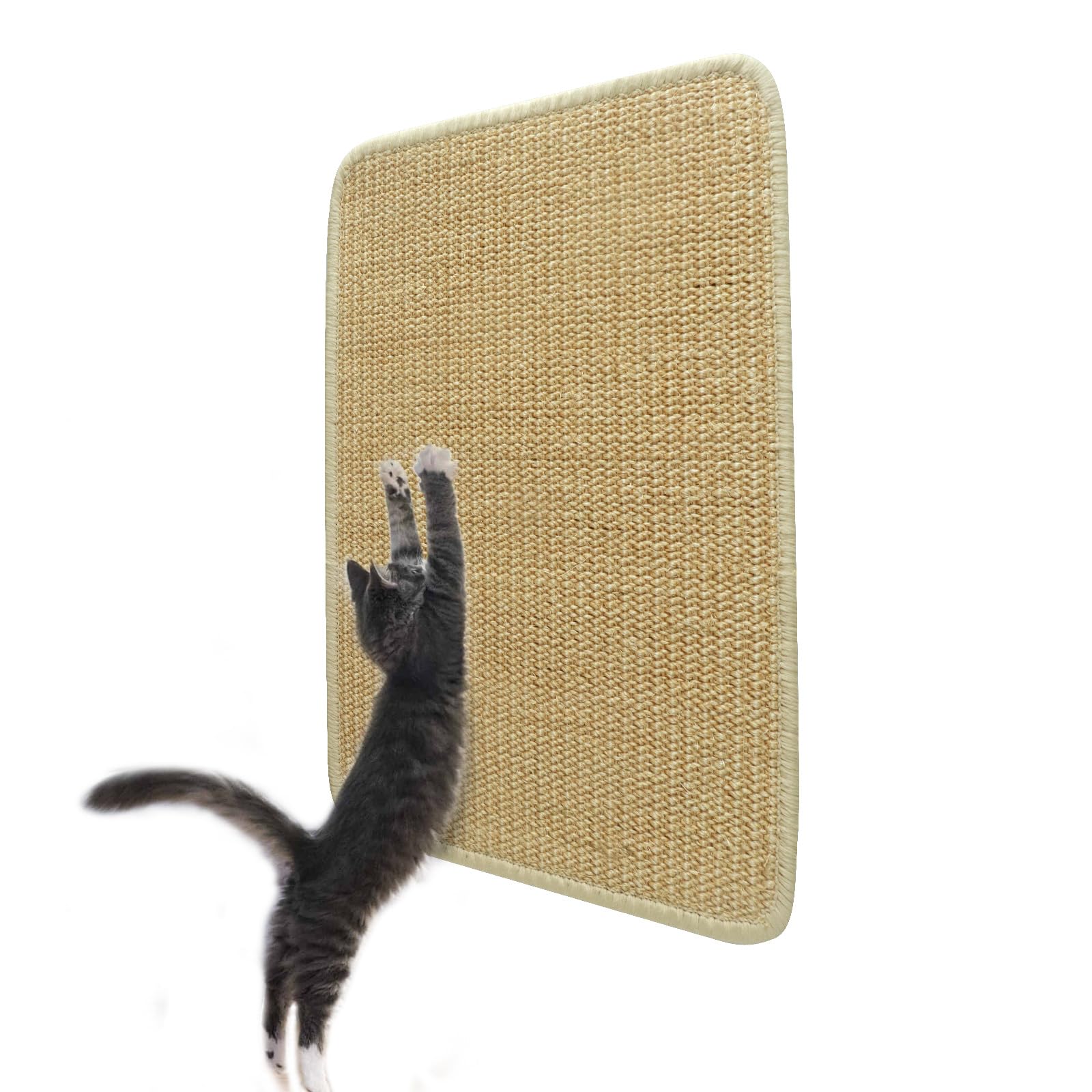 Natural Sisal Cat Scratching Mat - 15.7”x11.8” Wall-Mounted Cat Scratcher Pad for Indoor Cats - Durable Cat Scratch Rug for Furniture Protection & Claw Maintenance - Perfect for Living Rooms, Bedrooms & Home Decor
